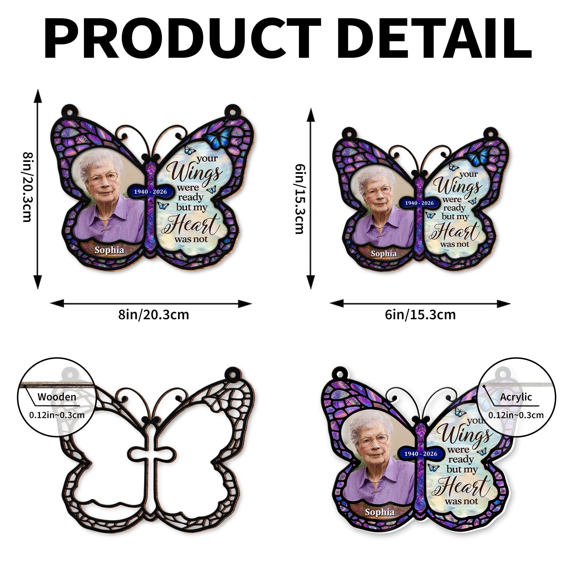 Personalized Butterfly Memorial Suncatcher Custom Photo Gift Suncatcher GradoCreations