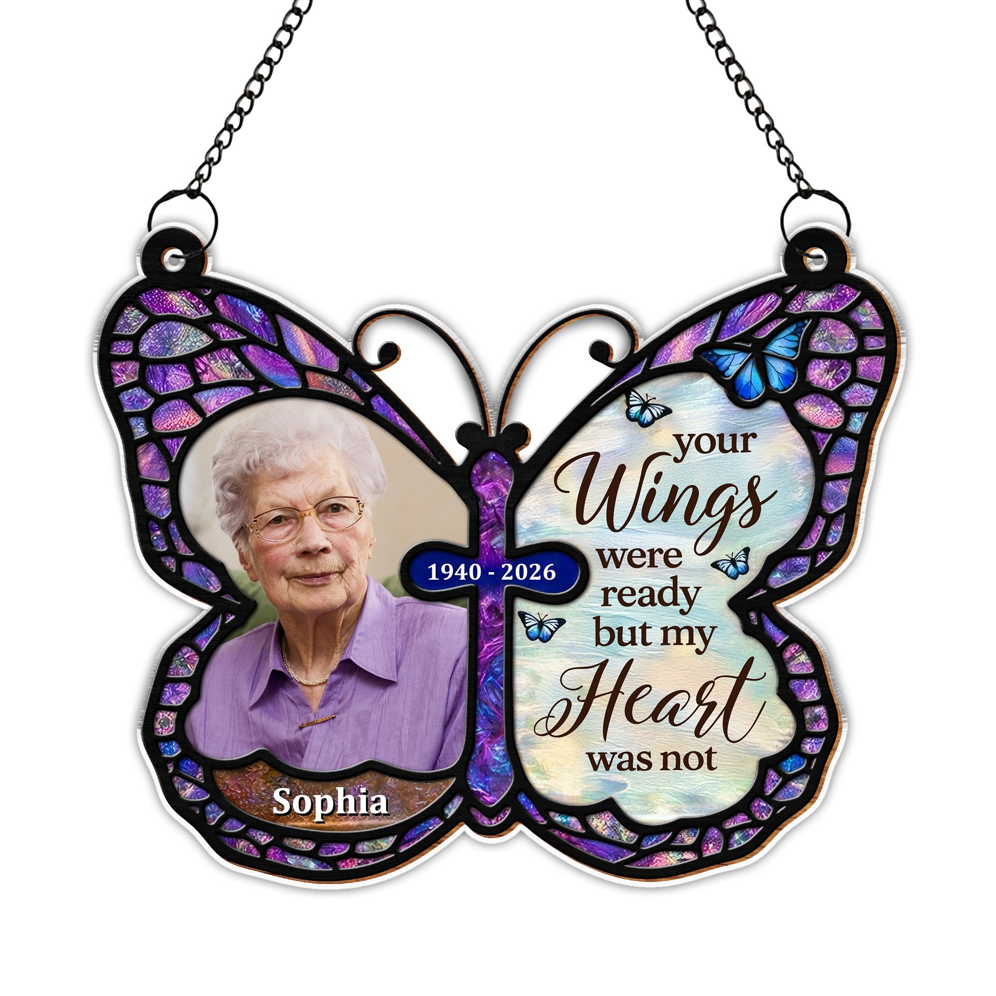 Personalized Butterfly Memorial Suncatcher Custom Photo Gift Suncatcher GradoCreations