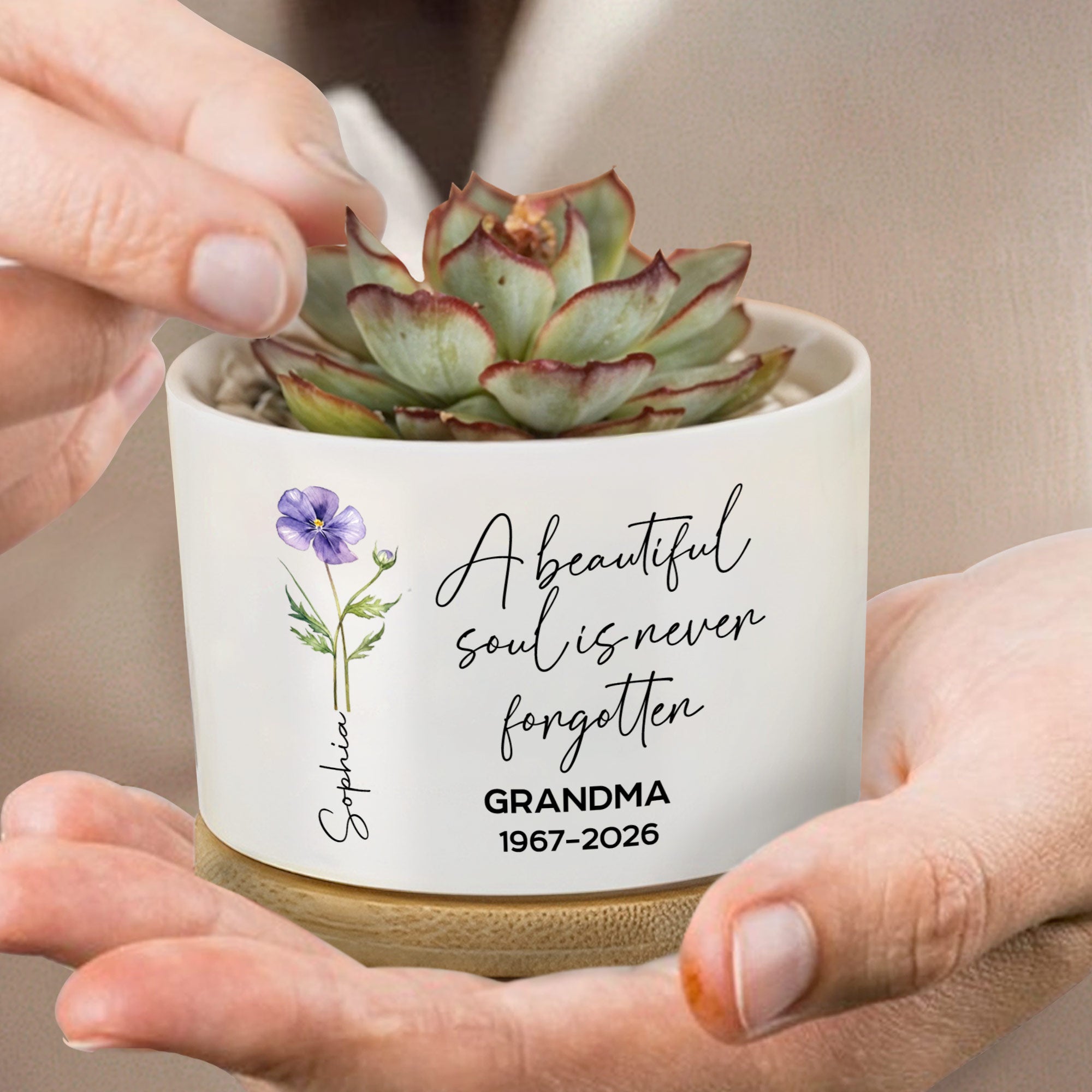 Personalized Ceramic Plant Pot Custom Name Gift for Grandma Ceramic Plant Pot GradoCreations