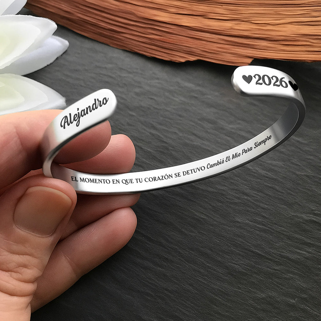 Personalized Stainless Steel Bracelet Cuff Custom Name Gift for Memorial Bracelet Cuff GradoCreations