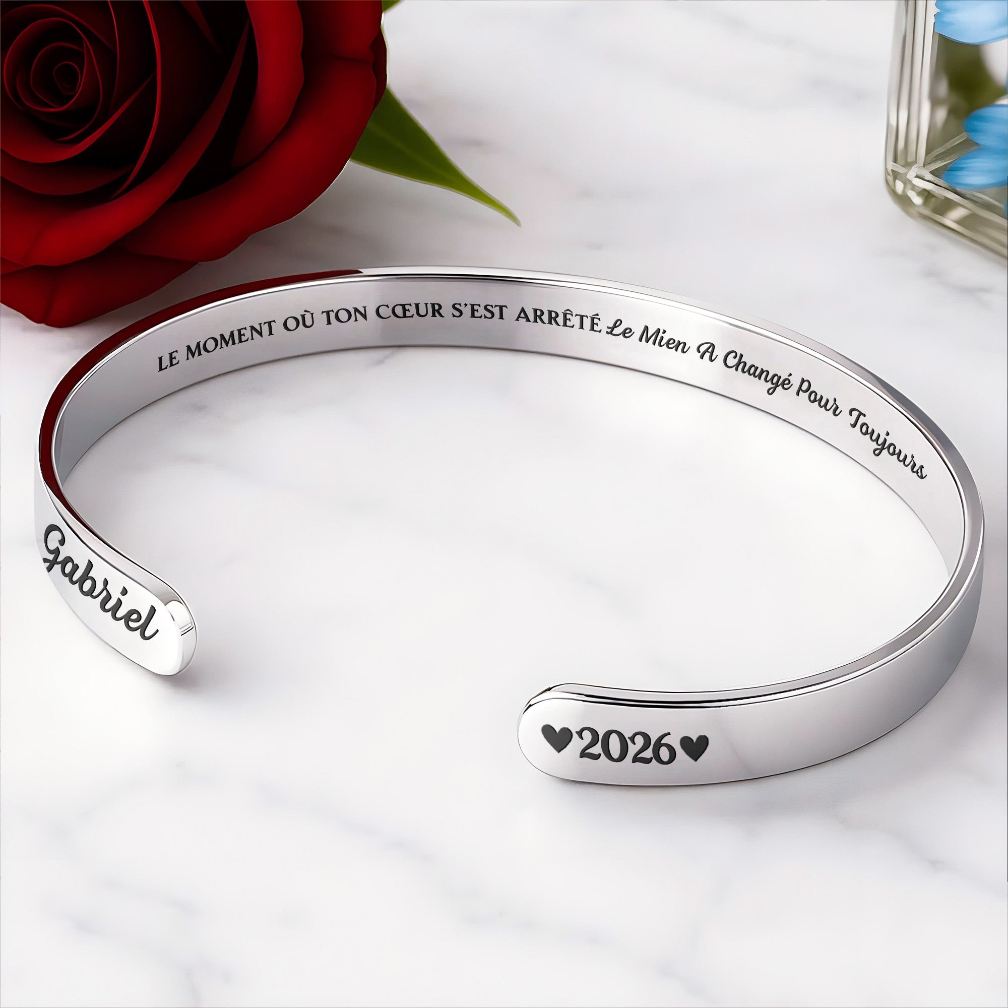 Personalized Stainless Steel Heart Memorial Bracelet Cuff for Loved Ones Bracelet Cuff GradoCreations