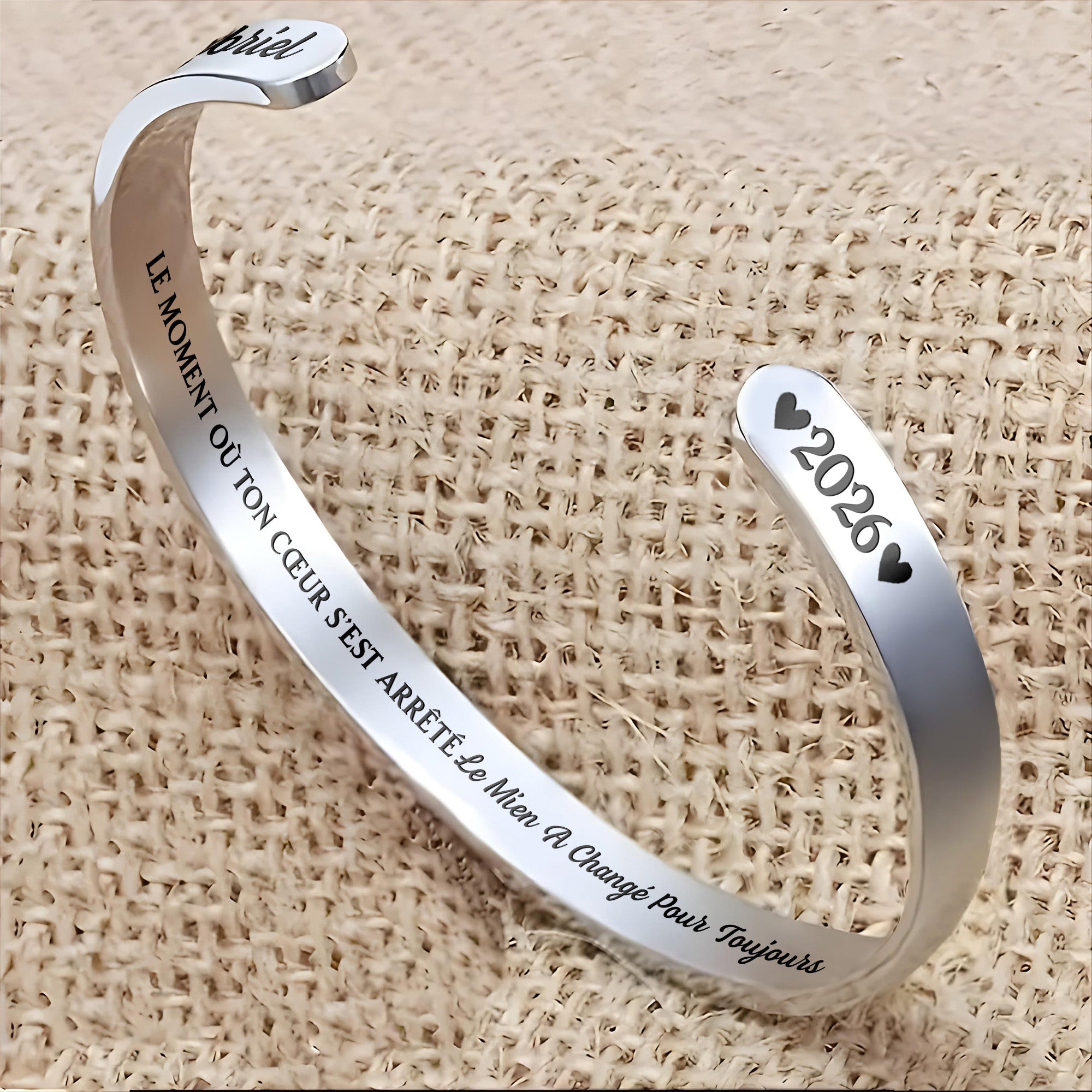Personalized Stainless Steel Heart Memorial Bracelet Cuff for Loved Ones Bracelet Cuff GradoCreations