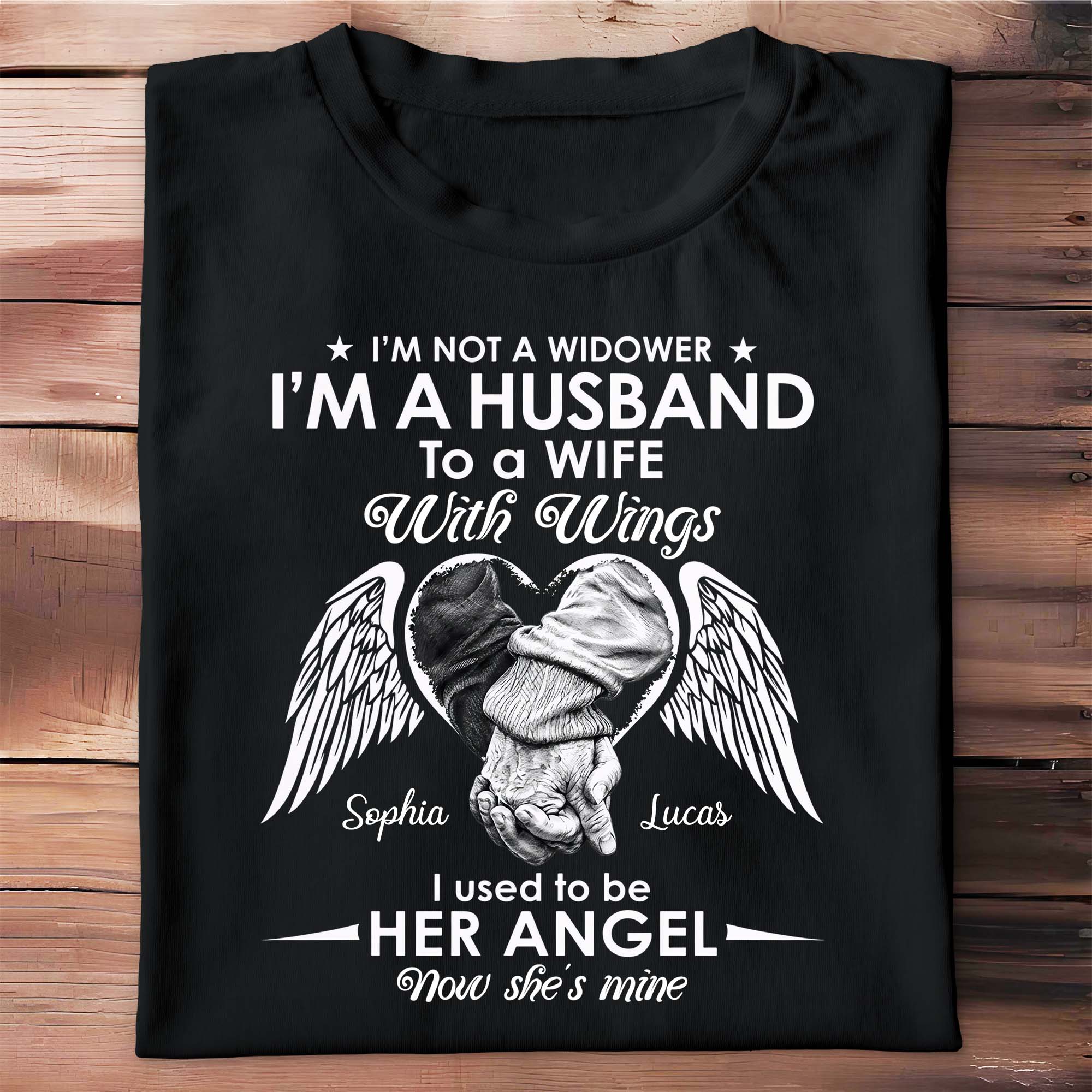 Personalized Memorial T-Shirt Hoodie for Husband with Wings Shirt GradoCreations