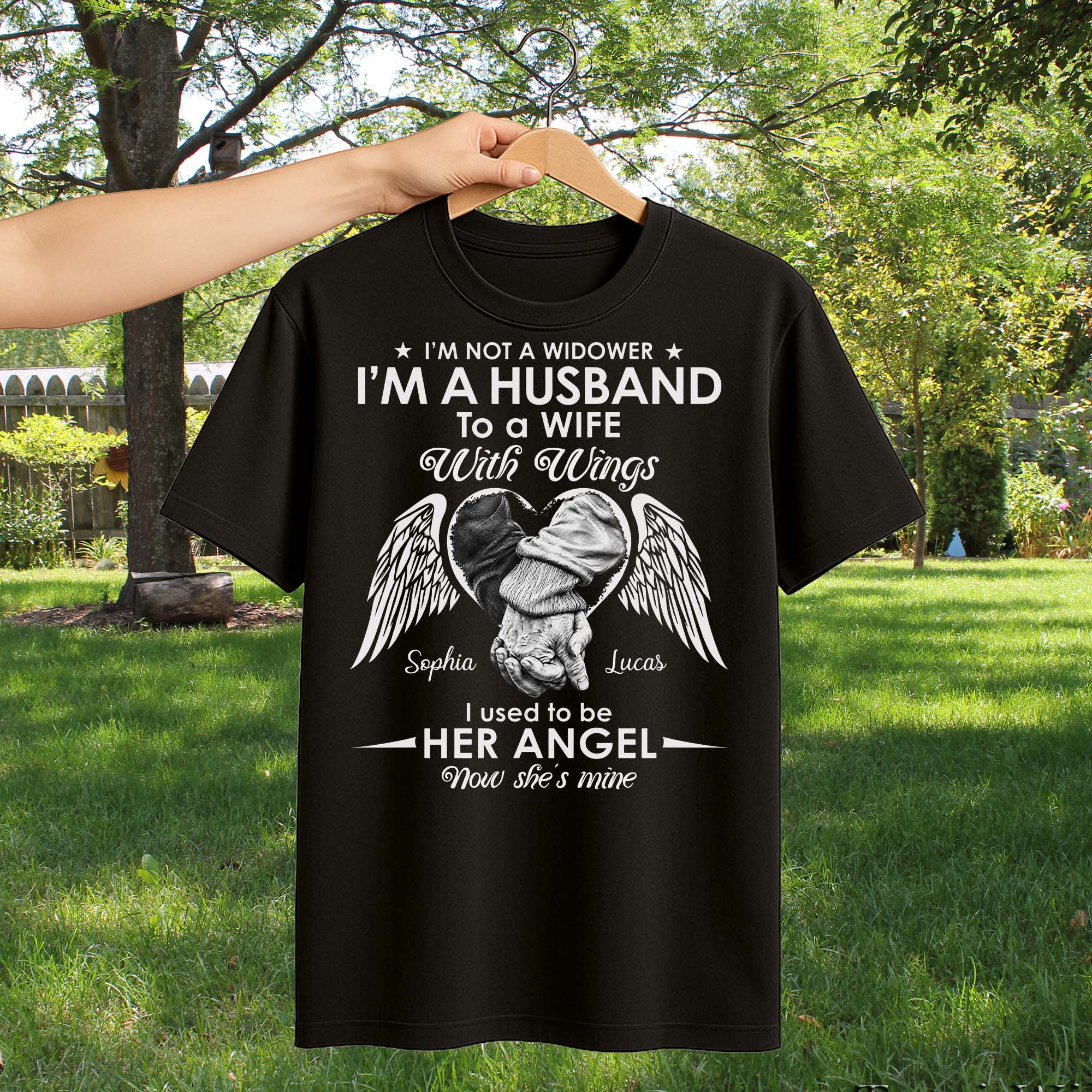 Personalized Memorial T-Shirt Hoodie for Husband with Wings Shirt GradoCreations