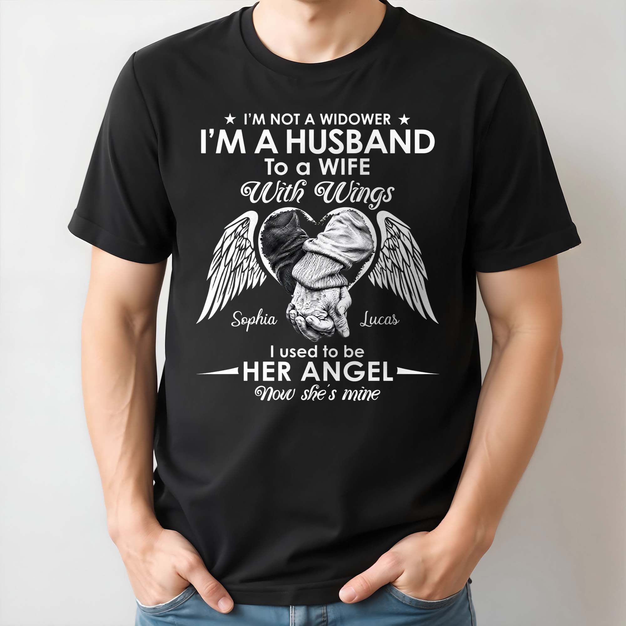 Personalized Memorial T-Shirt Hoodie for Husband with Wings Shirt GradoCreations