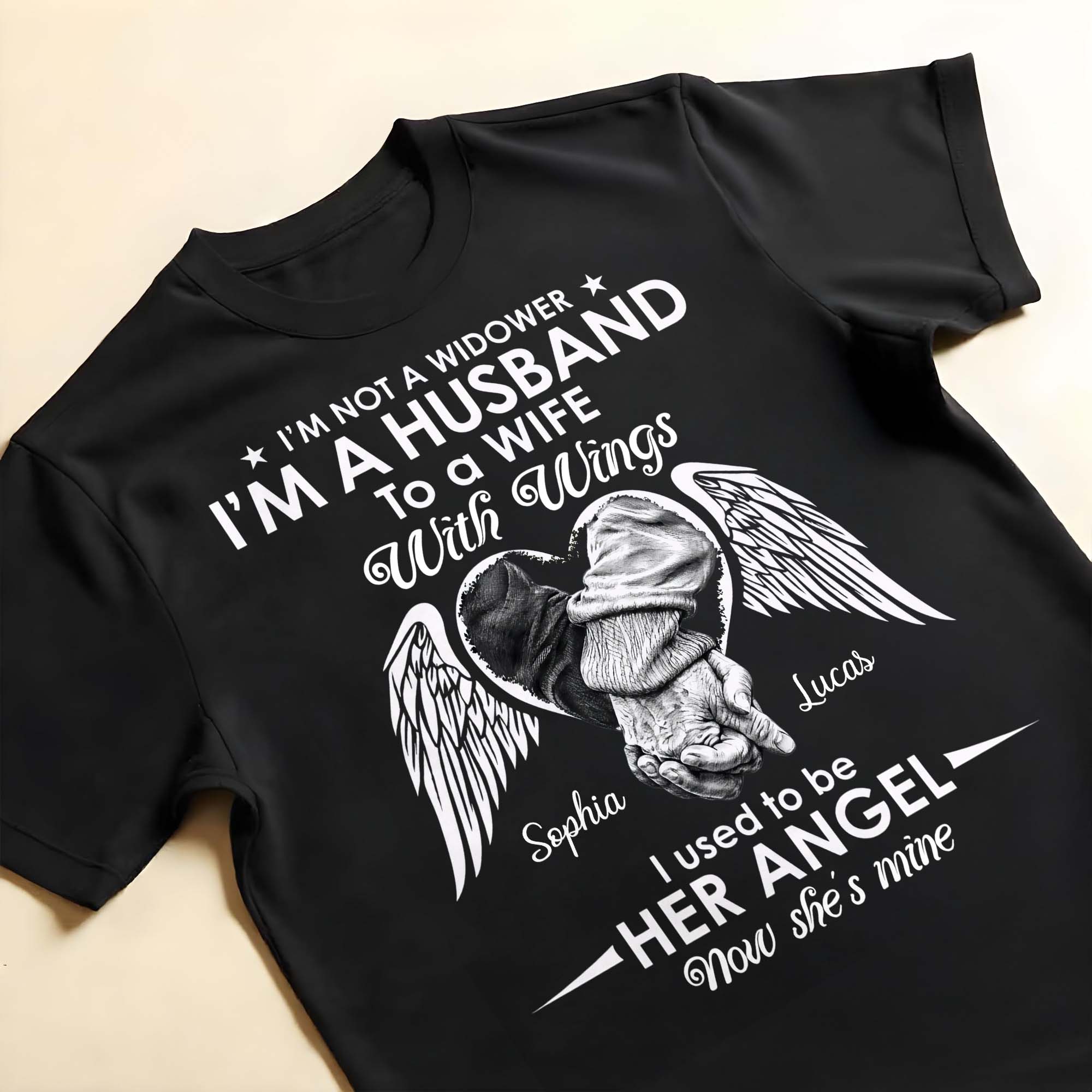 Personalized Memorial T-Shirt Hoodie for Husband with Wings Shirt GradoCreations