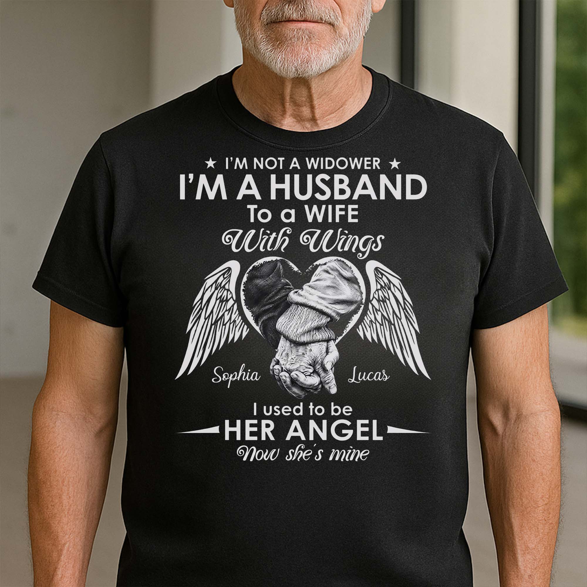 Personalized Memorial T-Shirt Hoodie for Husband with Wings Shirt GradoCreations