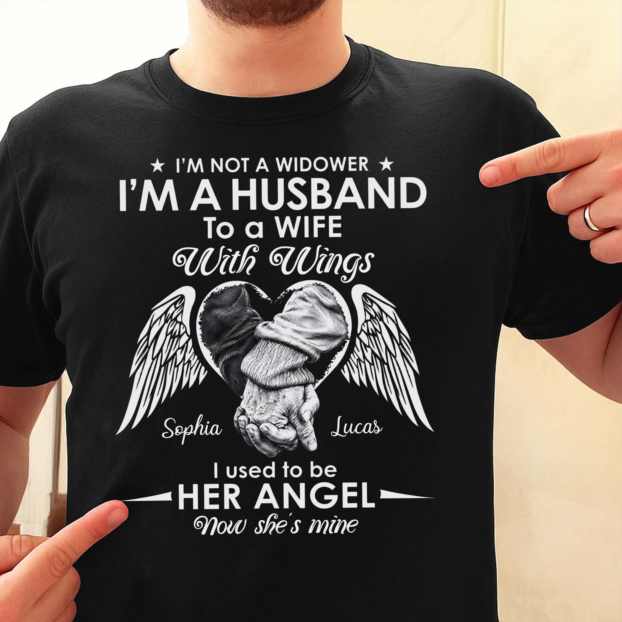 Personalized Memorial T-Shirt Hoodie for Husband with Wings Shirt GradoCreations