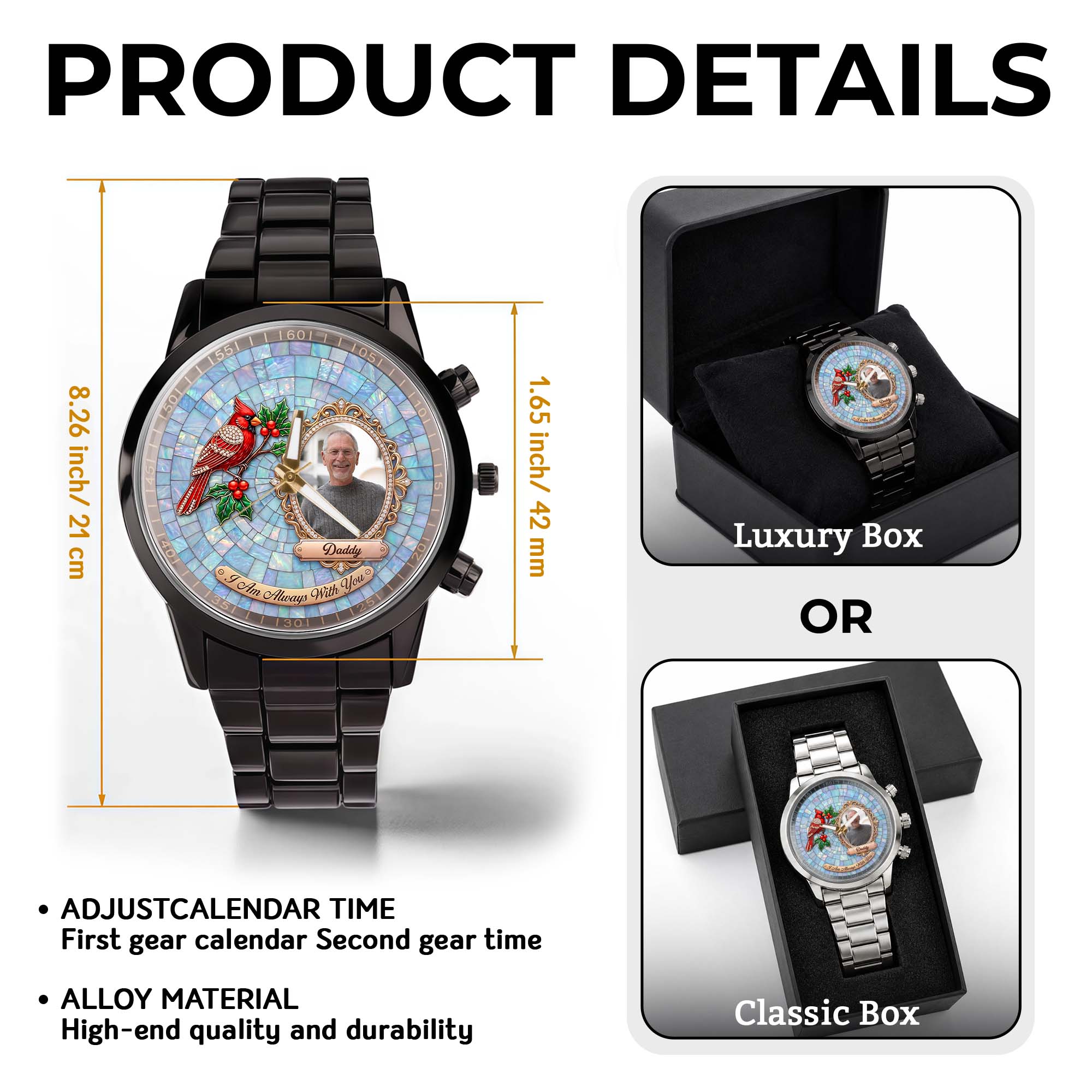 Personalized Men's Watch Custom Photo Gift for Dad Memorial Men's Watch GradoCreations