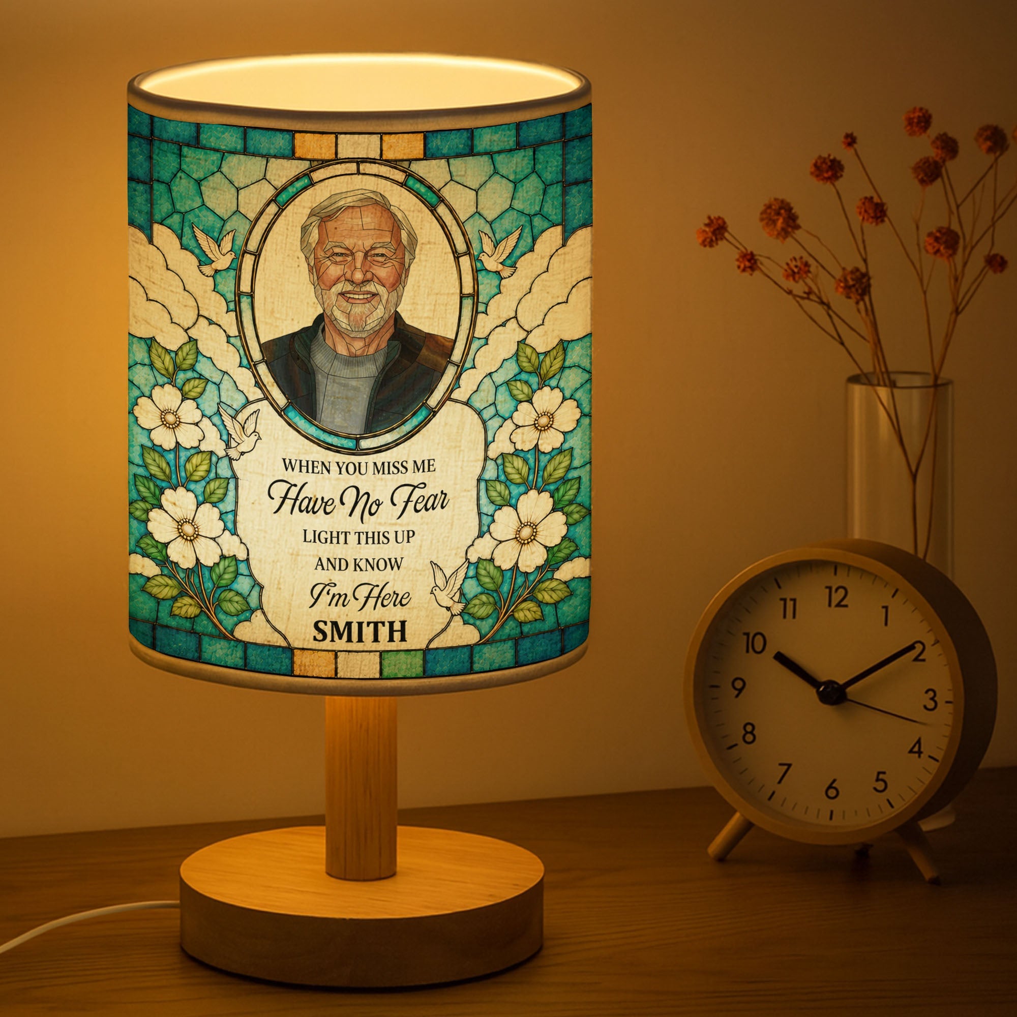 Personalized Memorial Fabric Lamp Doves Custom Name Gift Fabric Lamp GradoCreations