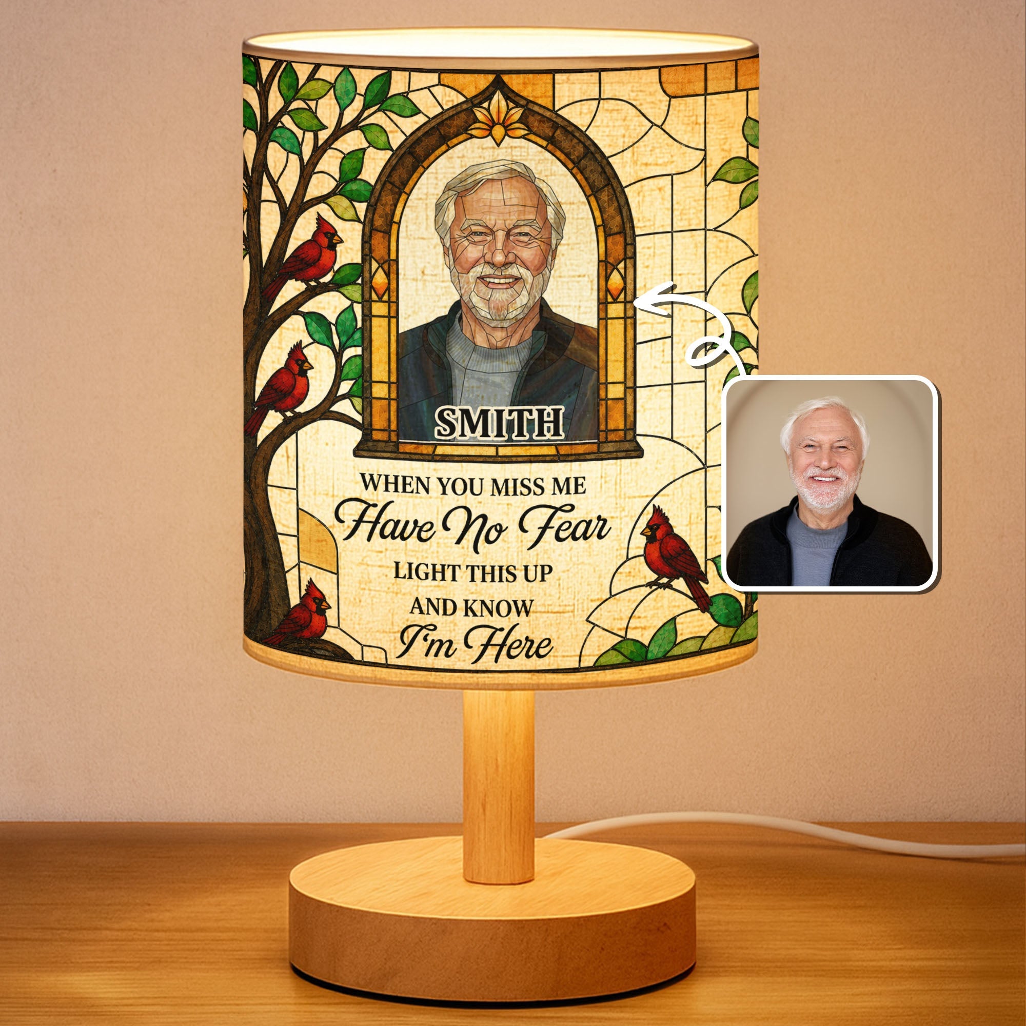 Personalized Memorial Fabric Lamp Custom Photo Gift for Family Fabric Lamp GradoCreations