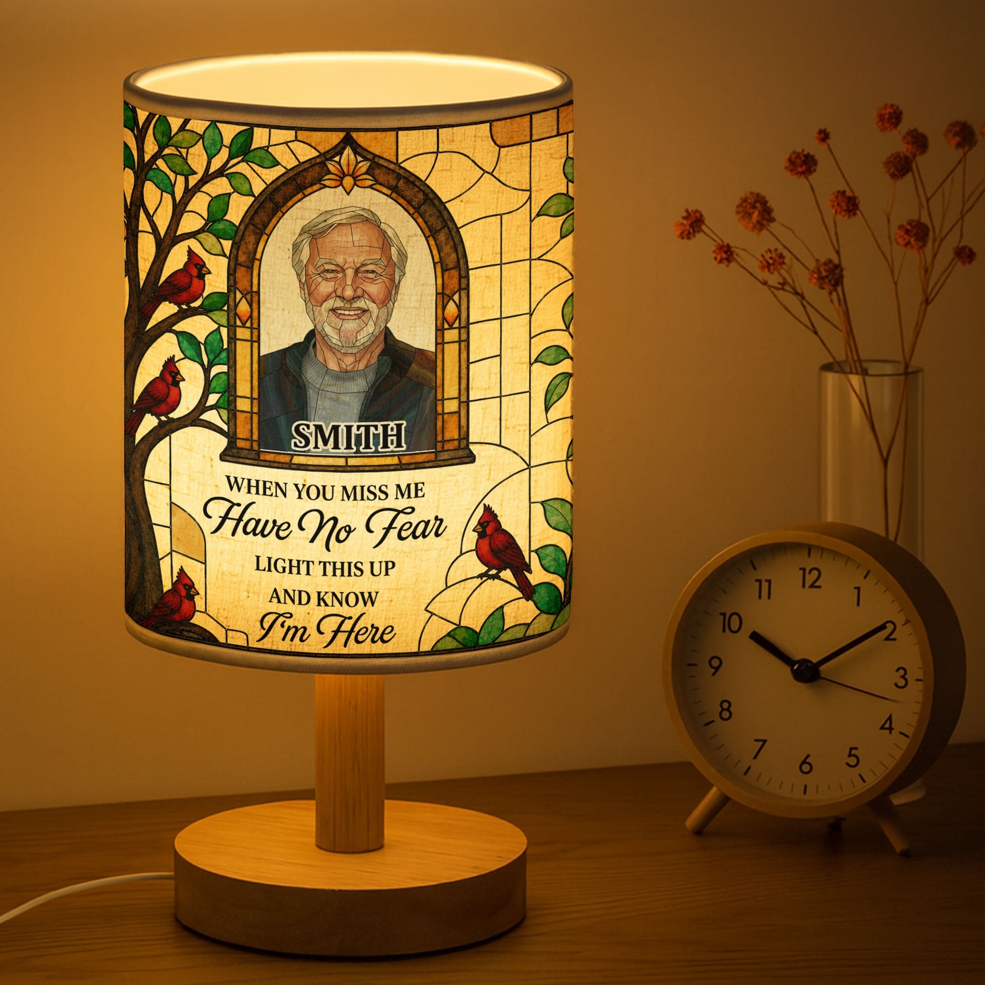 Personalized Memorial Fabric Lamp Custom Photo Gift for Family Fabric Lamp GradoCreations