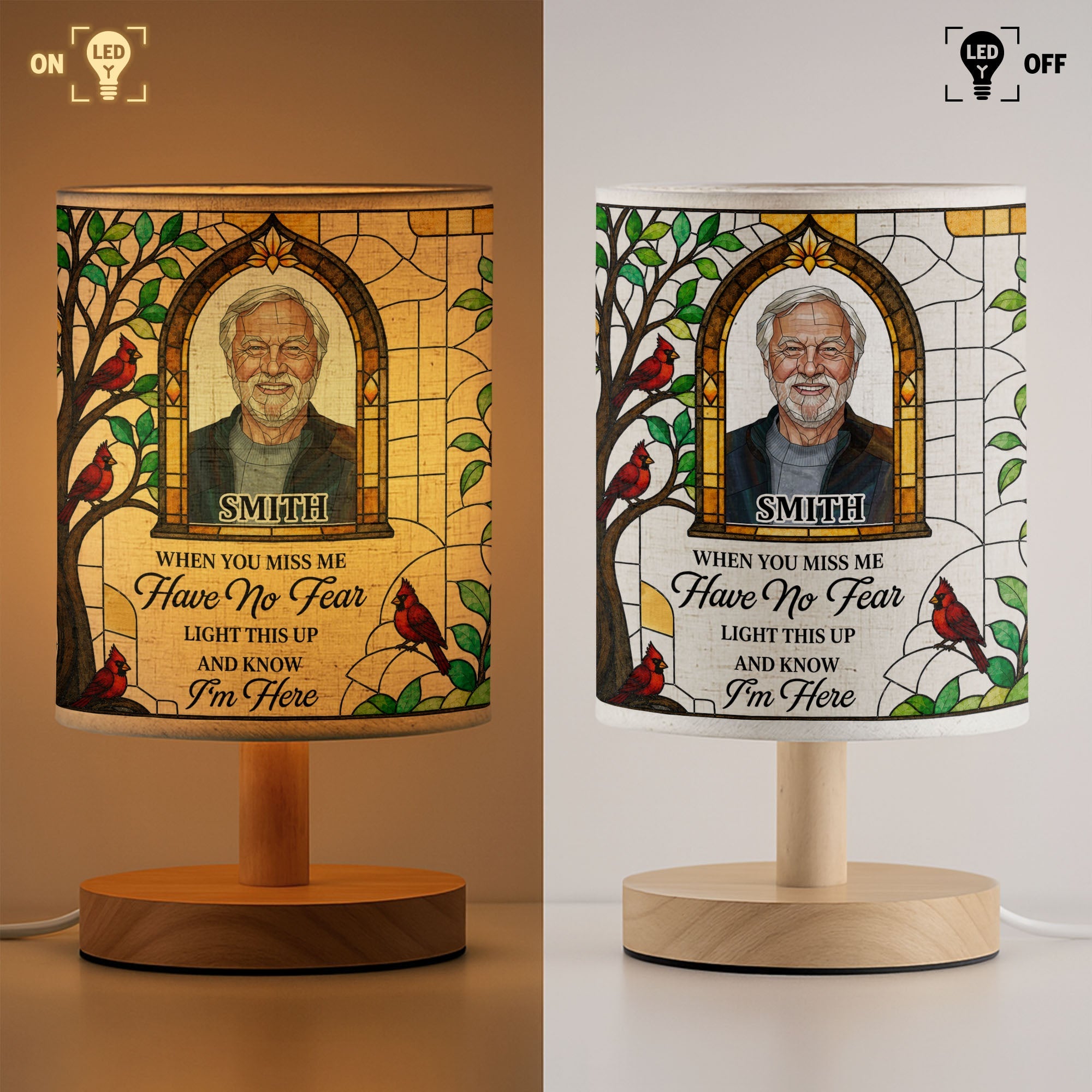 Personalized Memorial Fabric Lamp Custom Photo Gift for Family Fabric Lamp GradoCreations