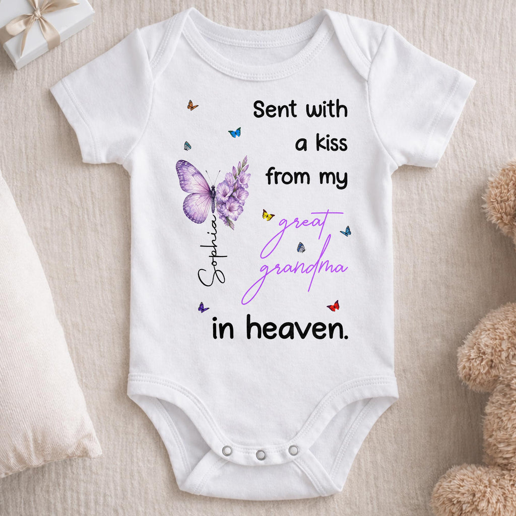 Personalized Baby Onesie Custom Name Butterfly Flowers Gift Baby Onesie GradoCreations
