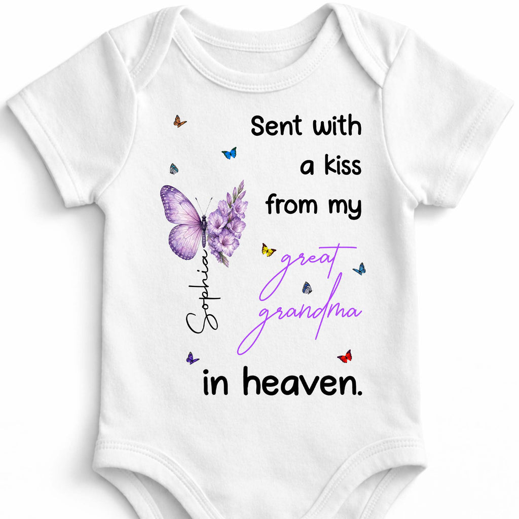 Personalized Baby Onesie Custom Name Butterfly Flowers Gift Baby Onesie GradoCreations