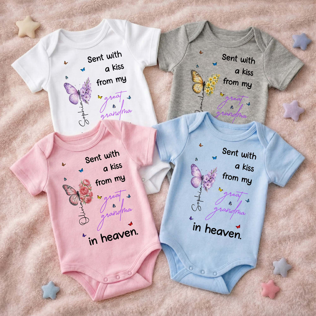 Personalized Baby Onesie Custom Name Butterfly Flowers Gift Baby Onesie GradoCreations