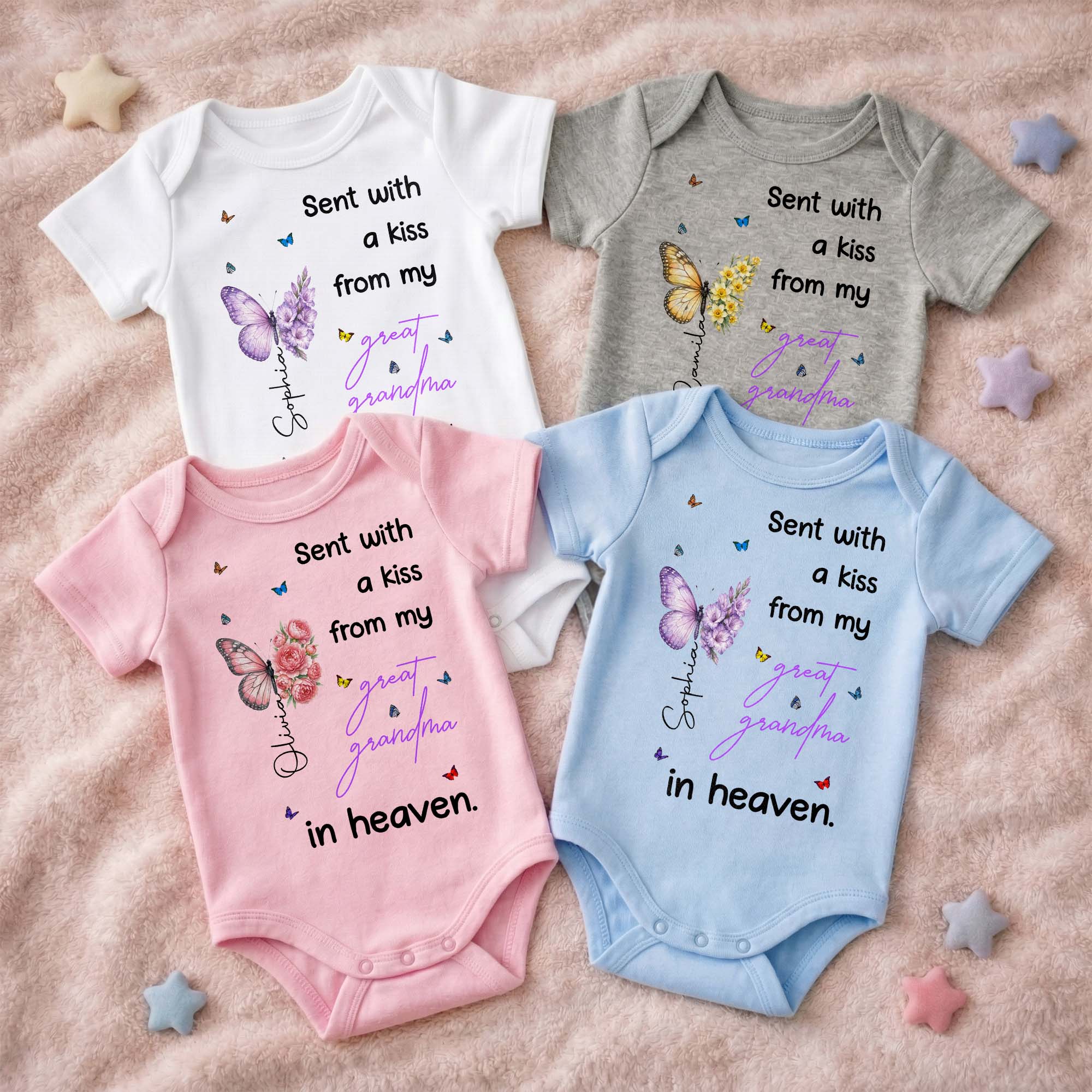 Personalized Baby Onesie Custom Name Butterfly Flowers Gift Baby Onesie GradoCreations