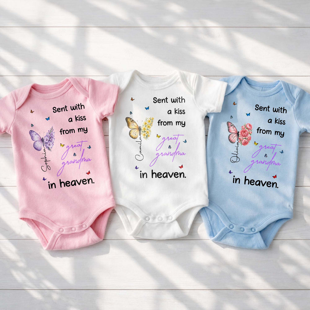 Personalized Baby Onesie Custom Name Butterfly Flowers Gift Baby Onesie GradoCreations