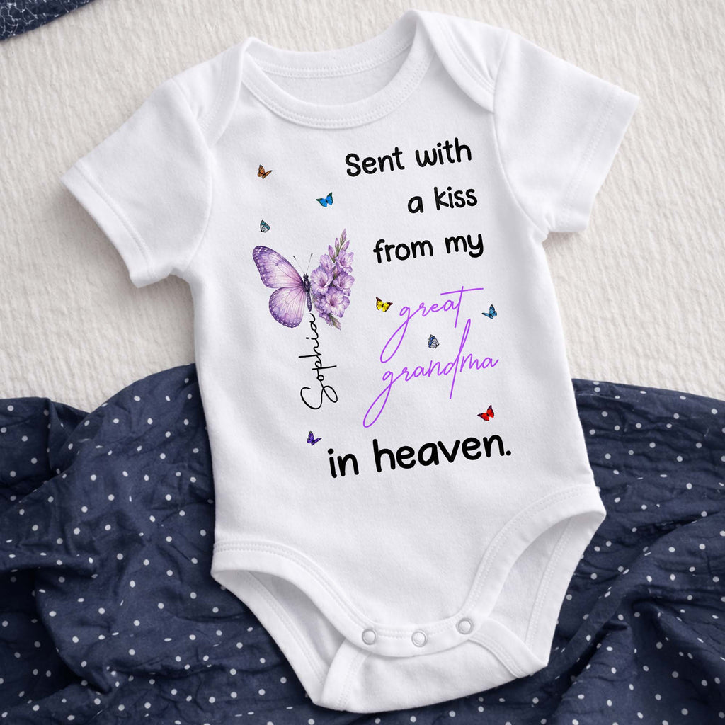 Personalized Baby Onesie Custom Name Butterfly Flowers Gift Baby Onesie GradoCreations