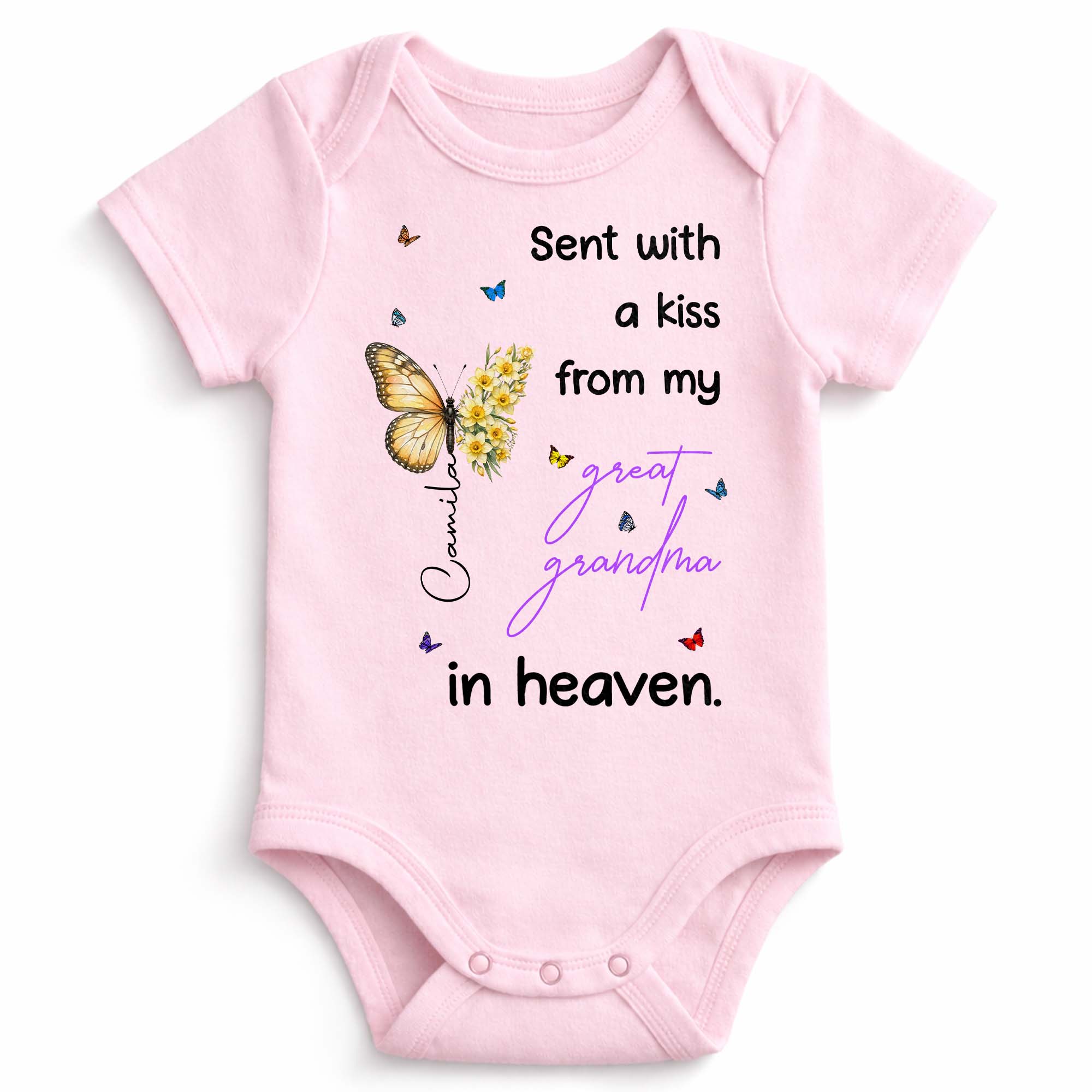Personalized Baby Onesie Custom Name Butterfly Flowers Gift Baby Onesie GradoCreations