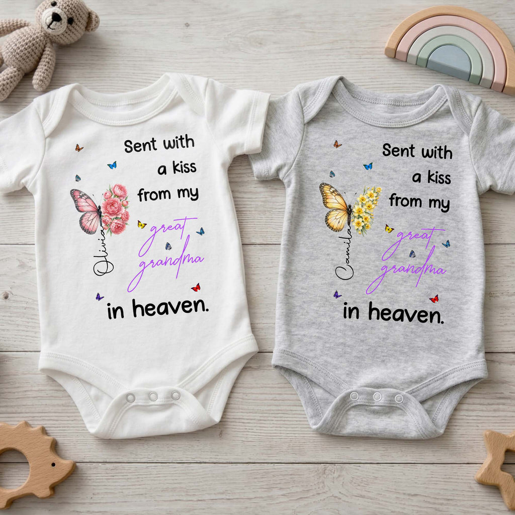 Personalized Baby Onesie Custom Name Butterfly Flowers Gift Baby Onesie GradoCreations