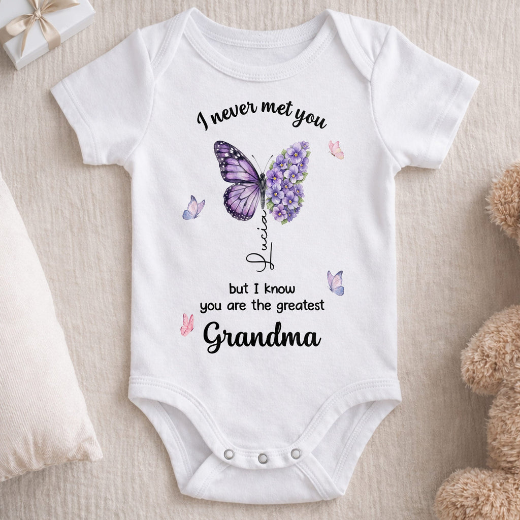 Personalized Butterfly Baby Onesie Custom Name Gift for Grandma Baby Onesie GradoCreations