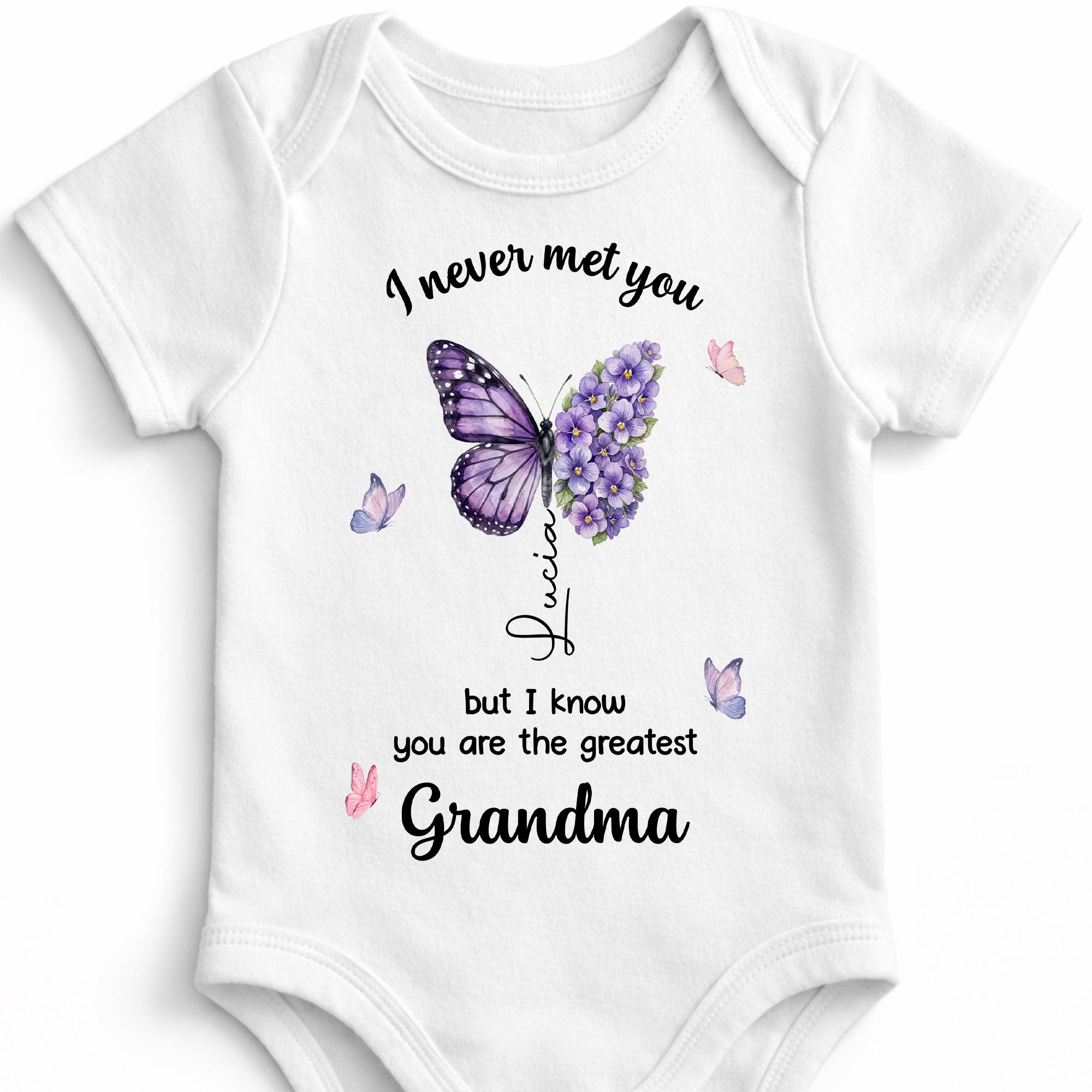 Personalized Butterfly Baby Onesie Custom Name Gift for Grandma Baby Onesie GradoCreations