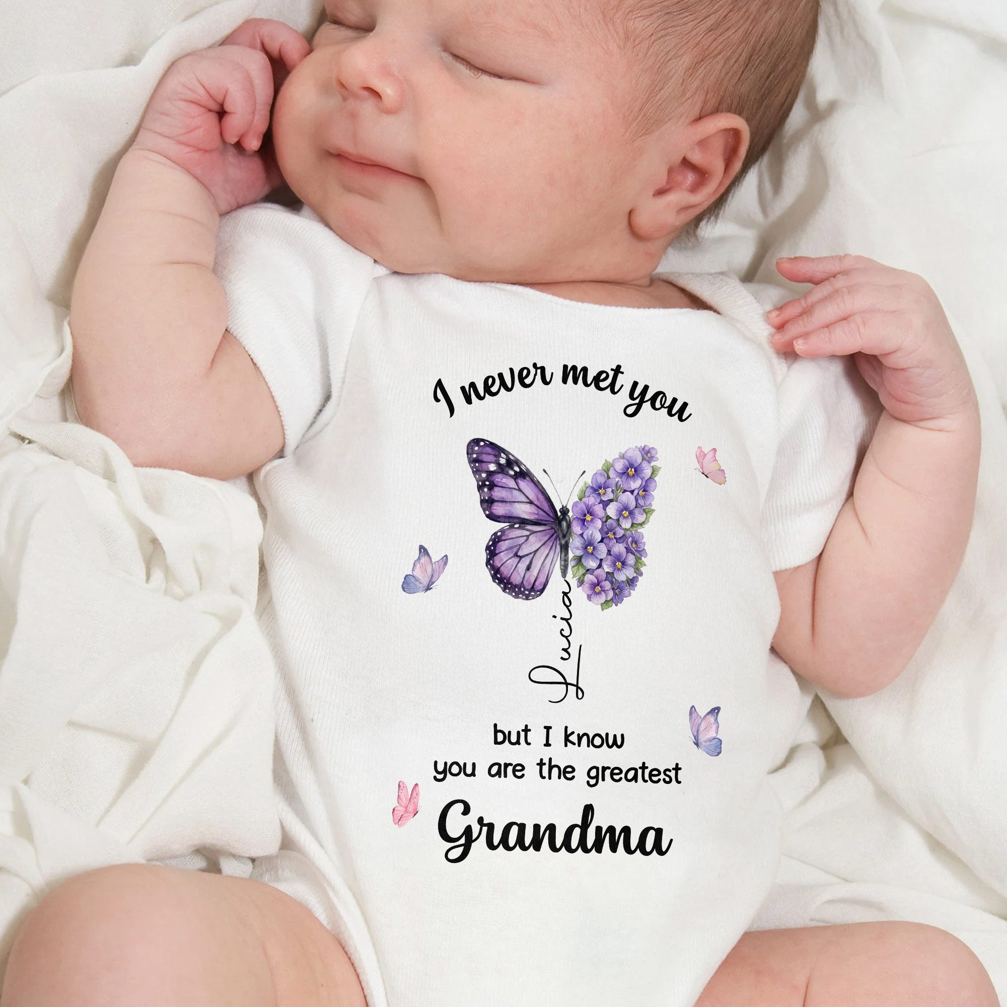Personalized Butterfly Baby Onesie Custom Name Gift for Grandma Baby Onesie GradoCreations