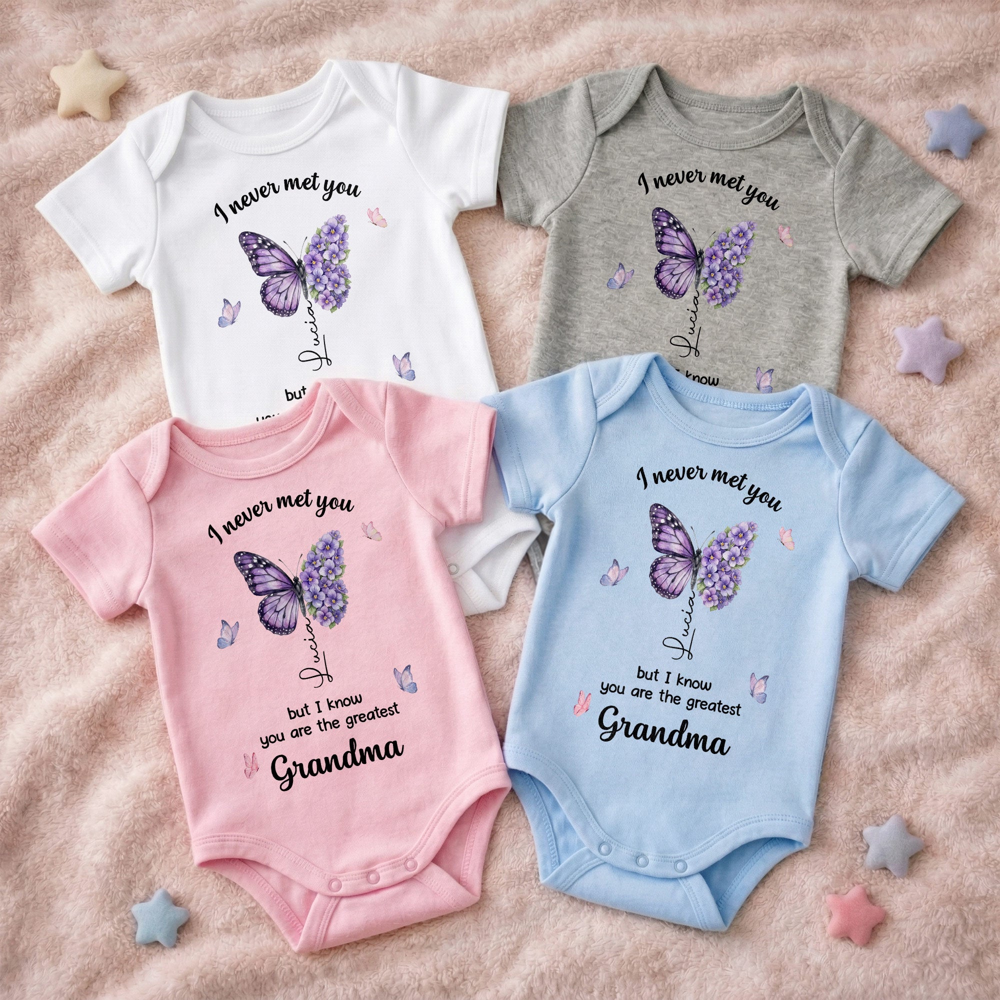 Personalized Butterfly Baby Onesie Custom Name Gift for Grandma Baby Onesie GradoCreations