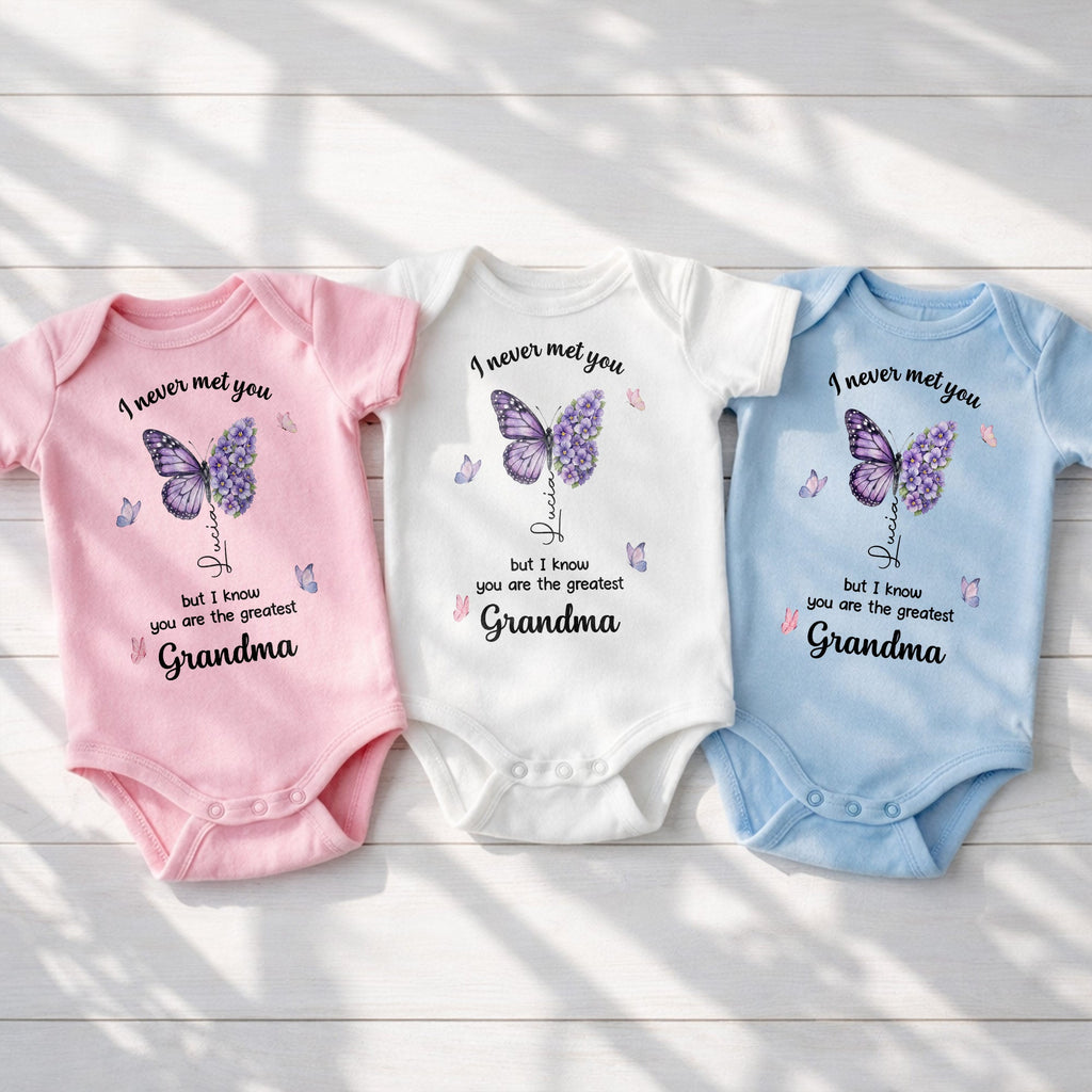 Personalized Butterfly Baby Onesie Custom Name Gift for Grandma Baby Onesie GradoCreations