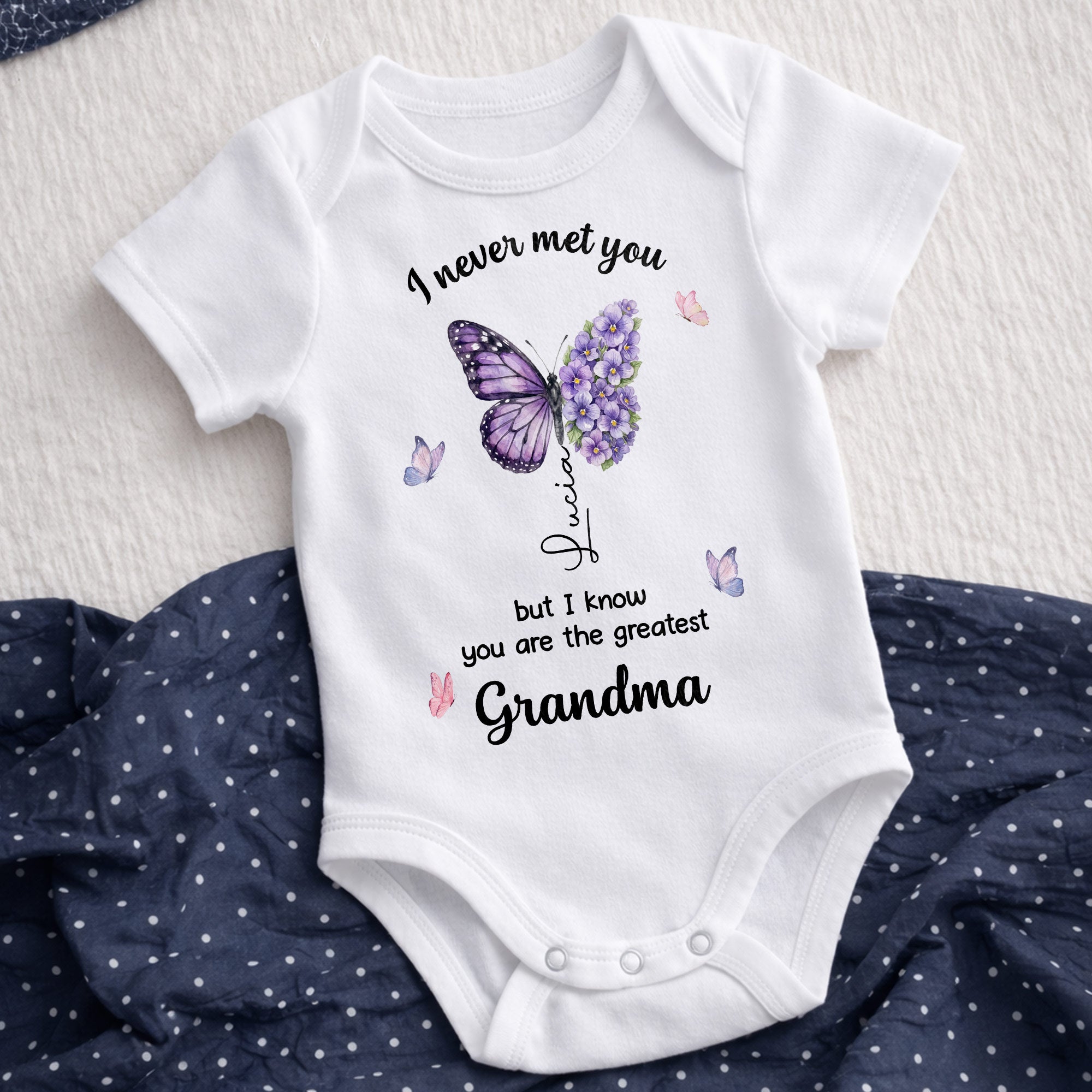 Personalized Butterfly Baby Onesie Custom Name Gift for Grandma Baby Onesie GradoCreations