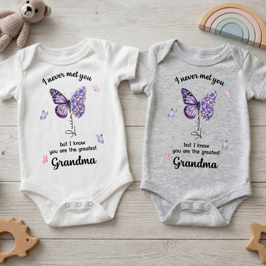 Personalized Butterfly Baby Onesie Custom Name Gift for Grandma Baby Onesie GradoCreations