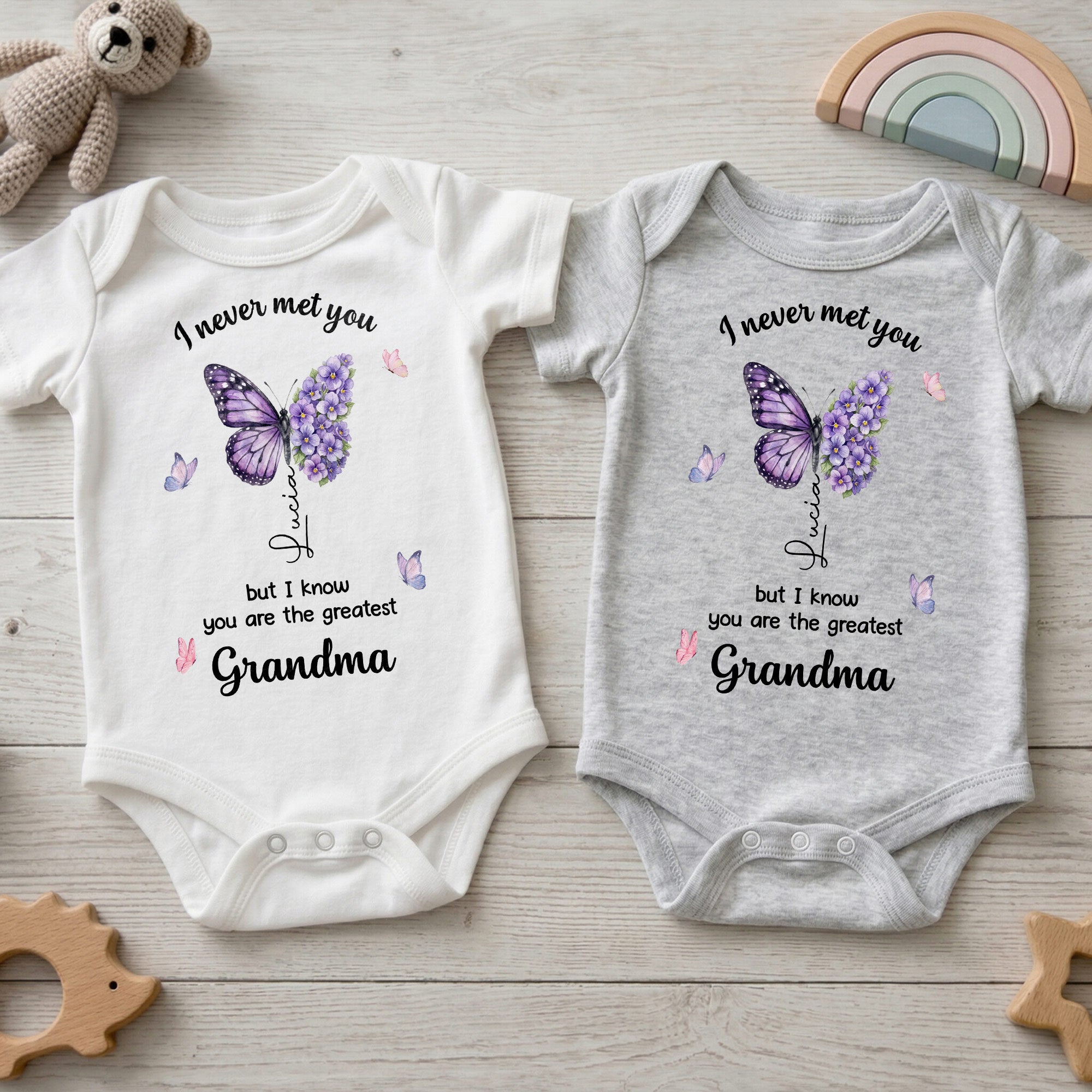 Personalized Butterfly Baby Onesie Custom Name Gift for Grandma Baby Onesie GradoCreations
