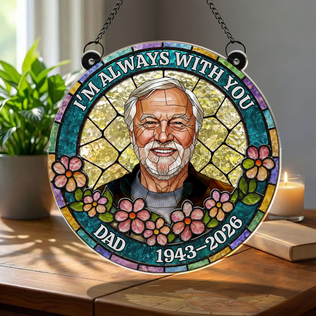 Personalized Suncatcher Memorial Gift for Dad | Custom Flowers