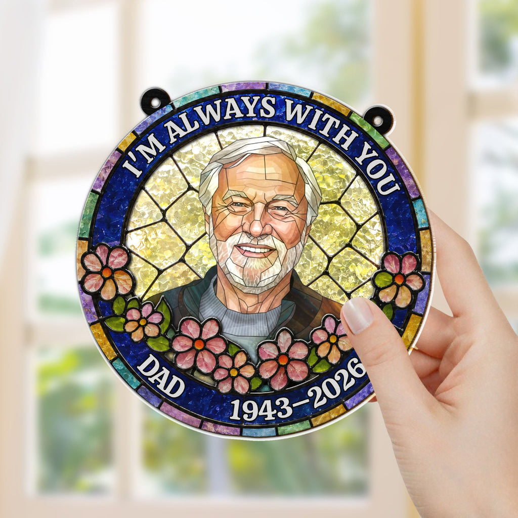 Personalized Suncatcher Memorial Gift for Dad | Custom Flowers