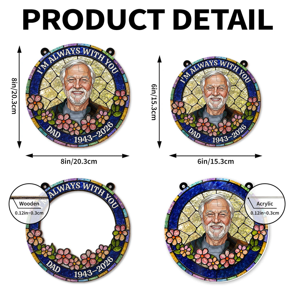 Personalized Suncatcher Memorial Gift for Dad | Custom Flowers