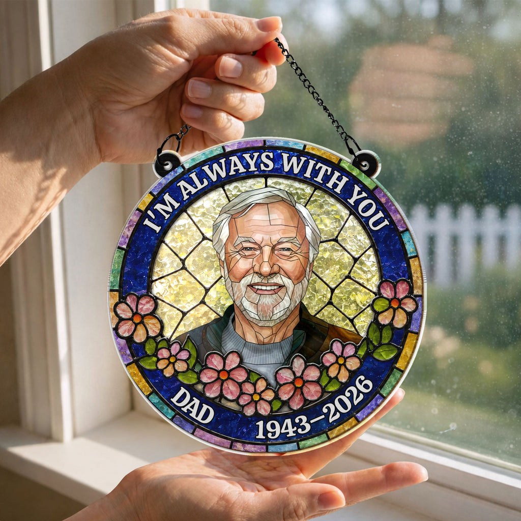 Personalized Suncatcher Memorial Gift for Dad | Custom Flowers