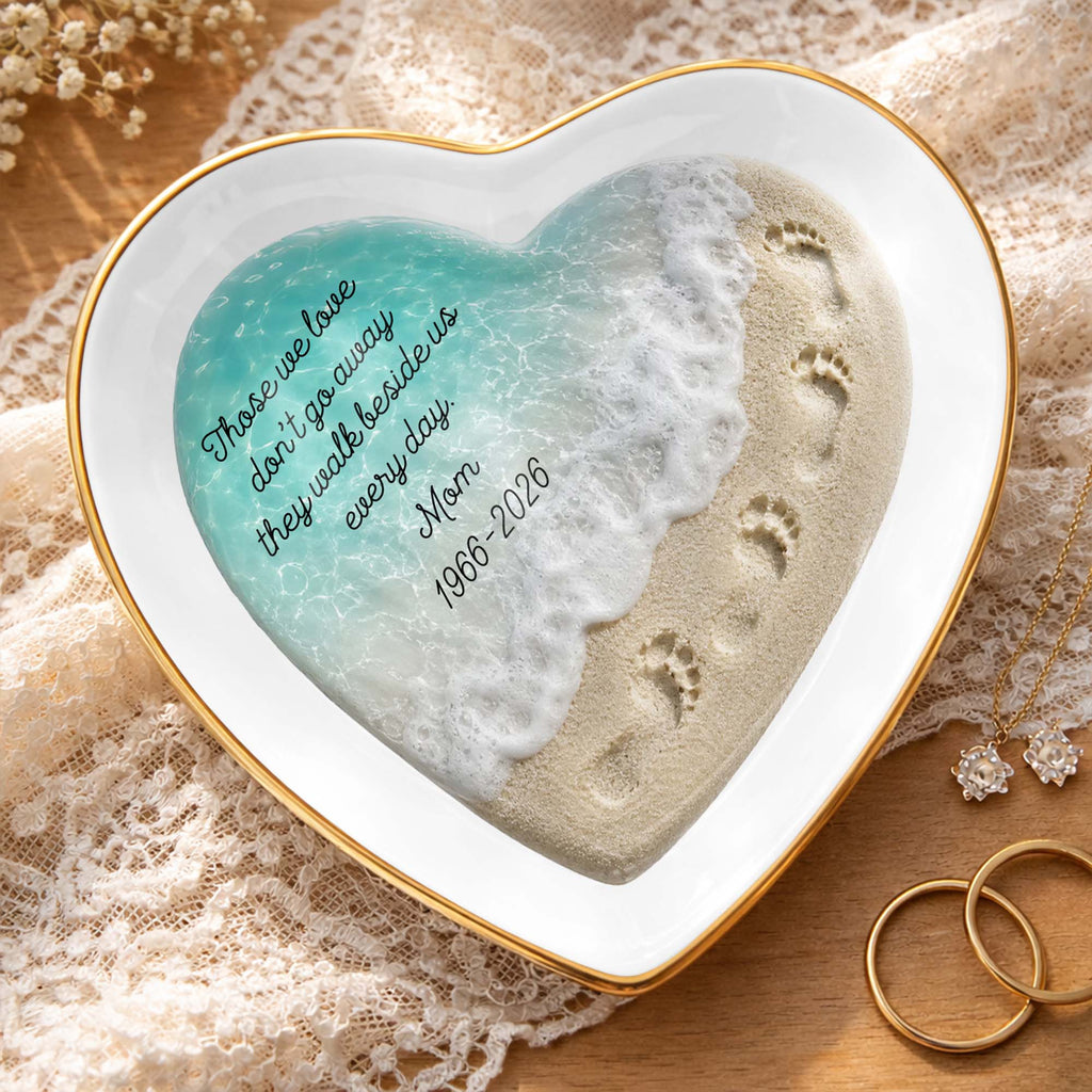 Personalized Heart Shaped Jewelry Dish Custom Name Gift for Memorial