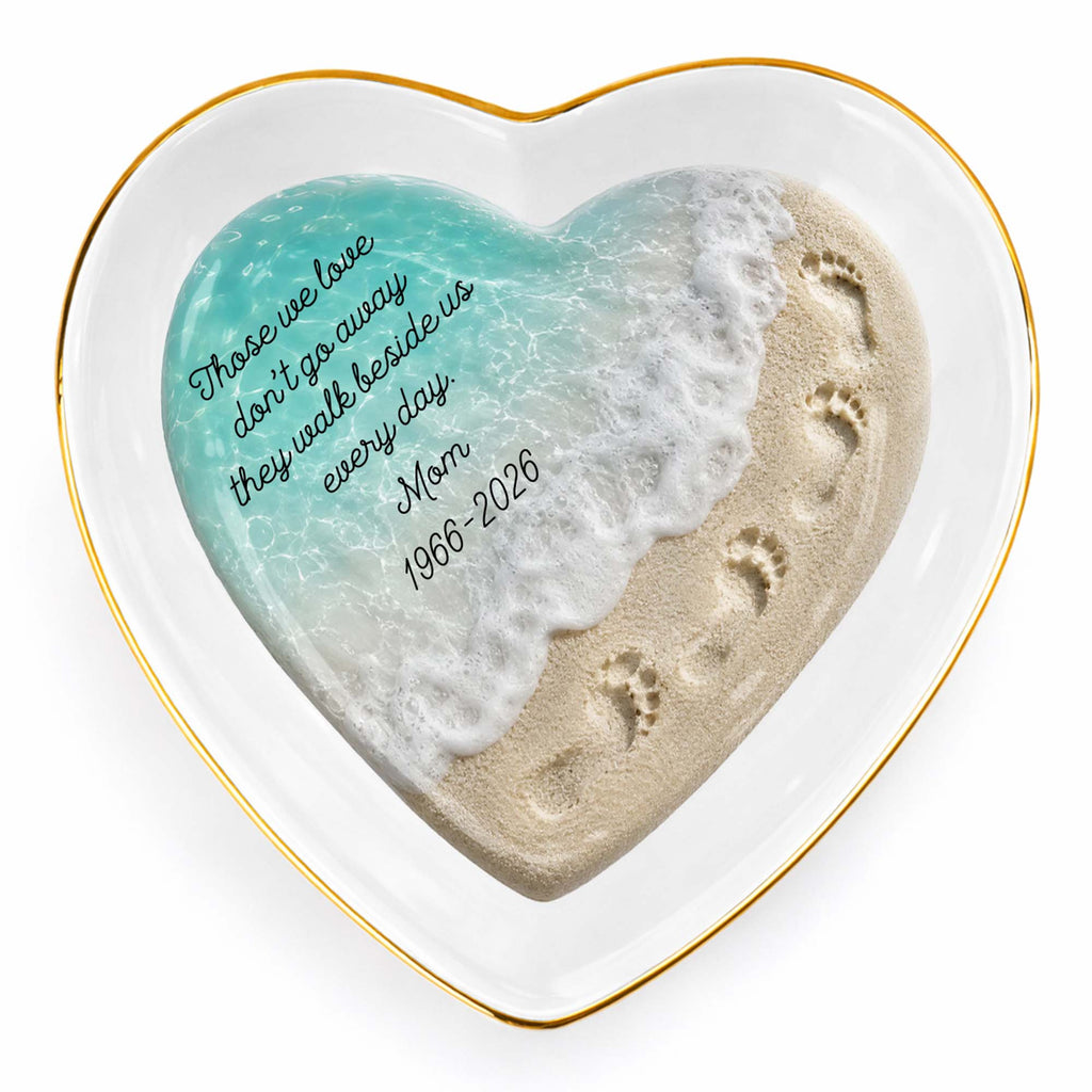 Personalized Heart Shaped Jewelry Dish Custom Name Gift for Memorial