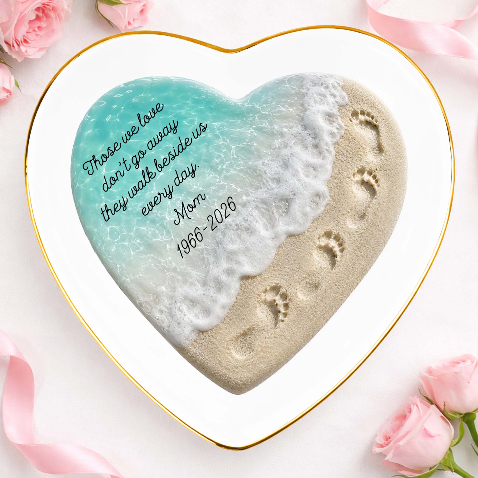 Personalized Heart Shaped Jewelry Dish Custom Name Gift for Memorial