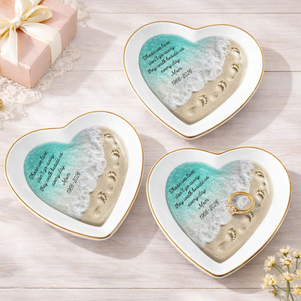 Personalized Heart Shaped Jewelry Dish Custom Name Gift for Memorial