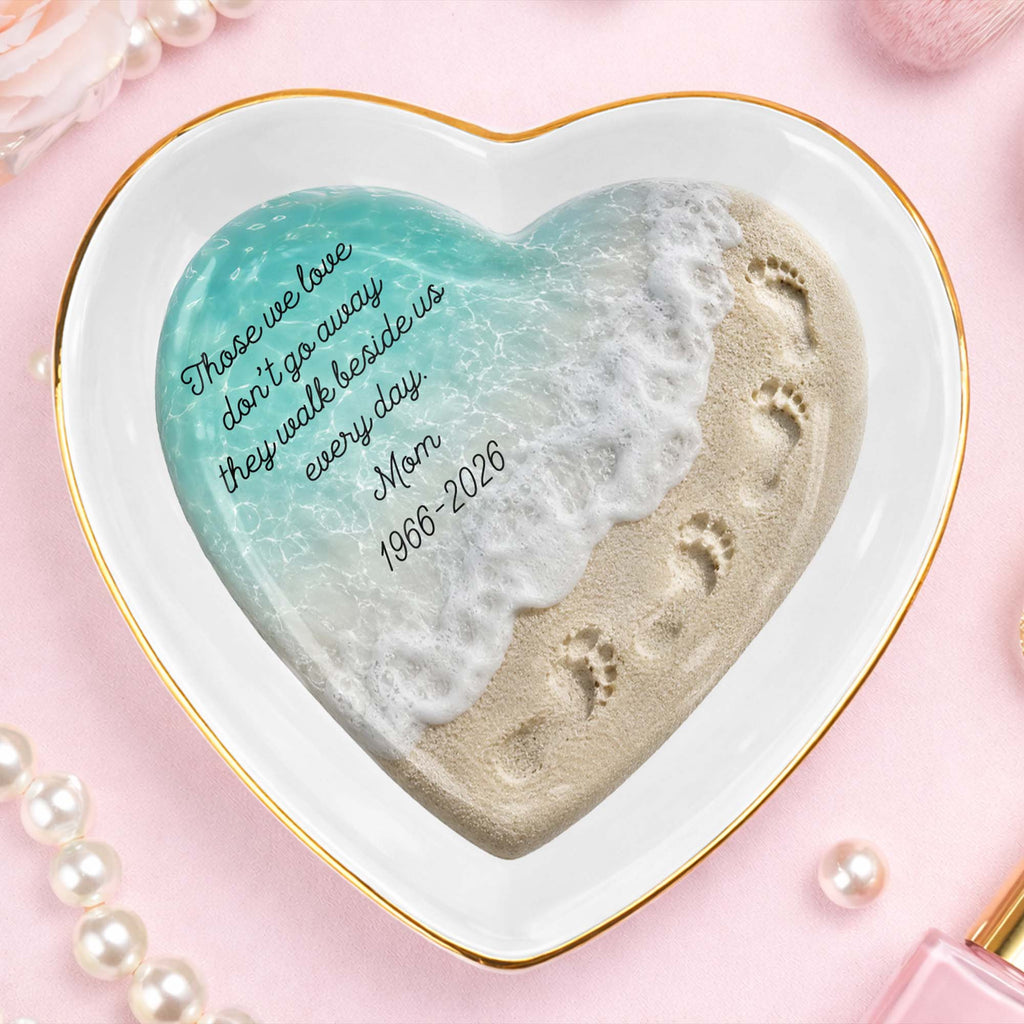 Personalized Heart Shaped Jewelry Dish Custom Name Gift for Memorial