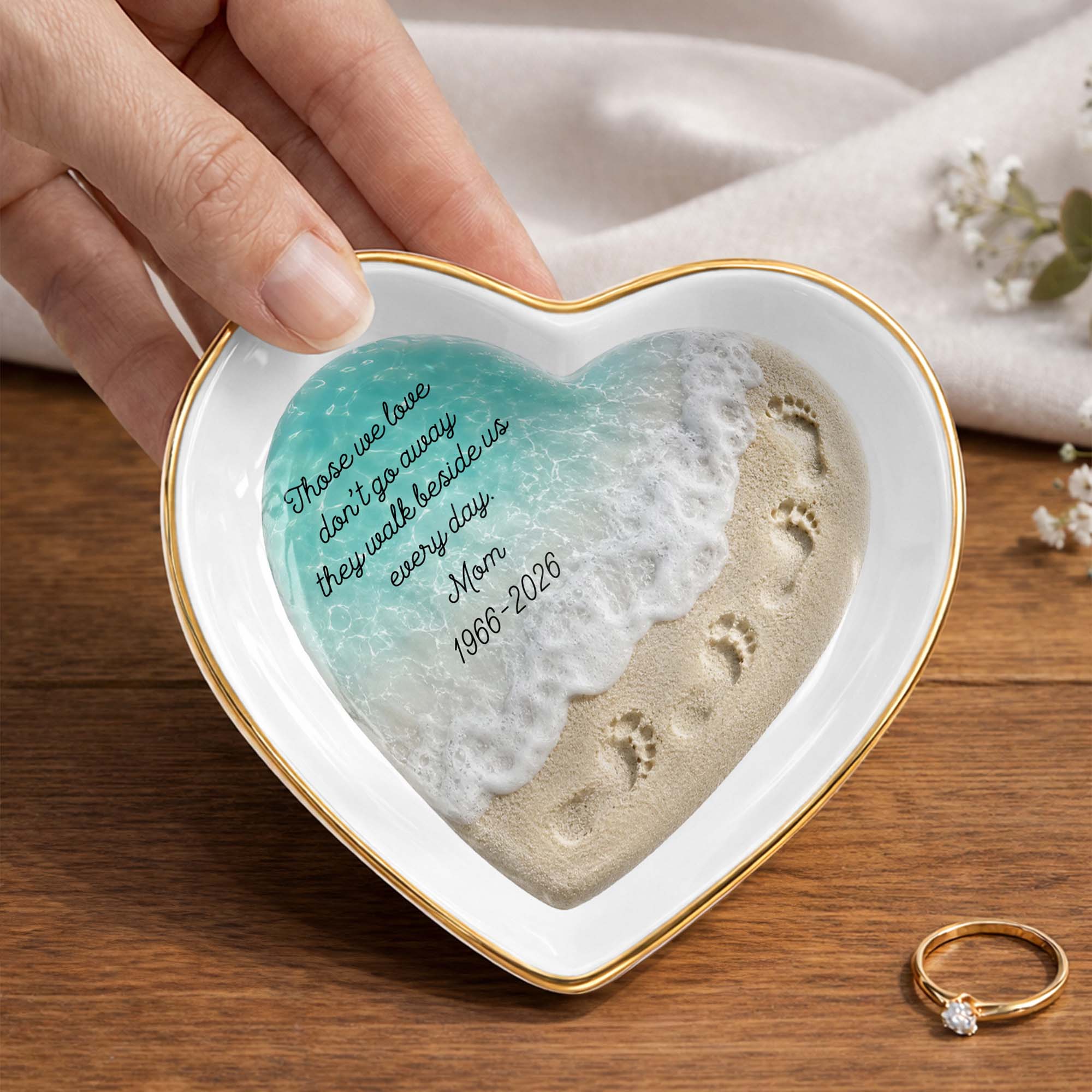 Personalized Heart Shaped Jewelry Dish Custom Name Gift for Memorial