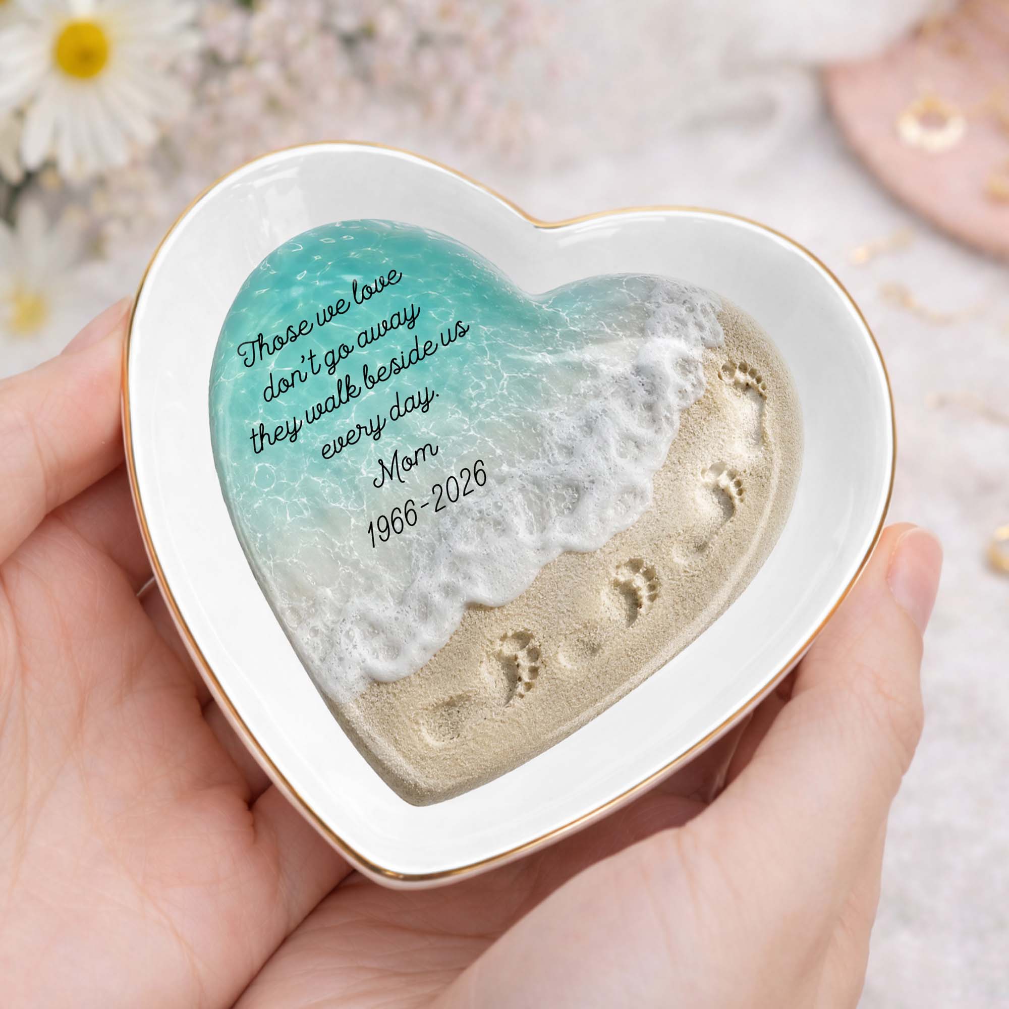Personalized Heart Shaped Jewelry Dish Custom Name Gift for Memorial