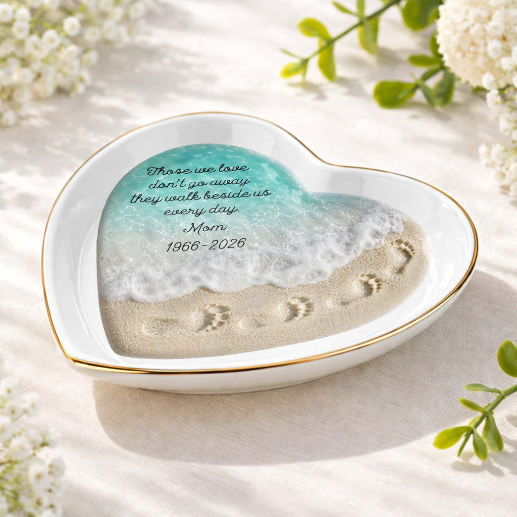 Personalized Heart Shaped Jewelry Dish Custom Name Gift for Memorial