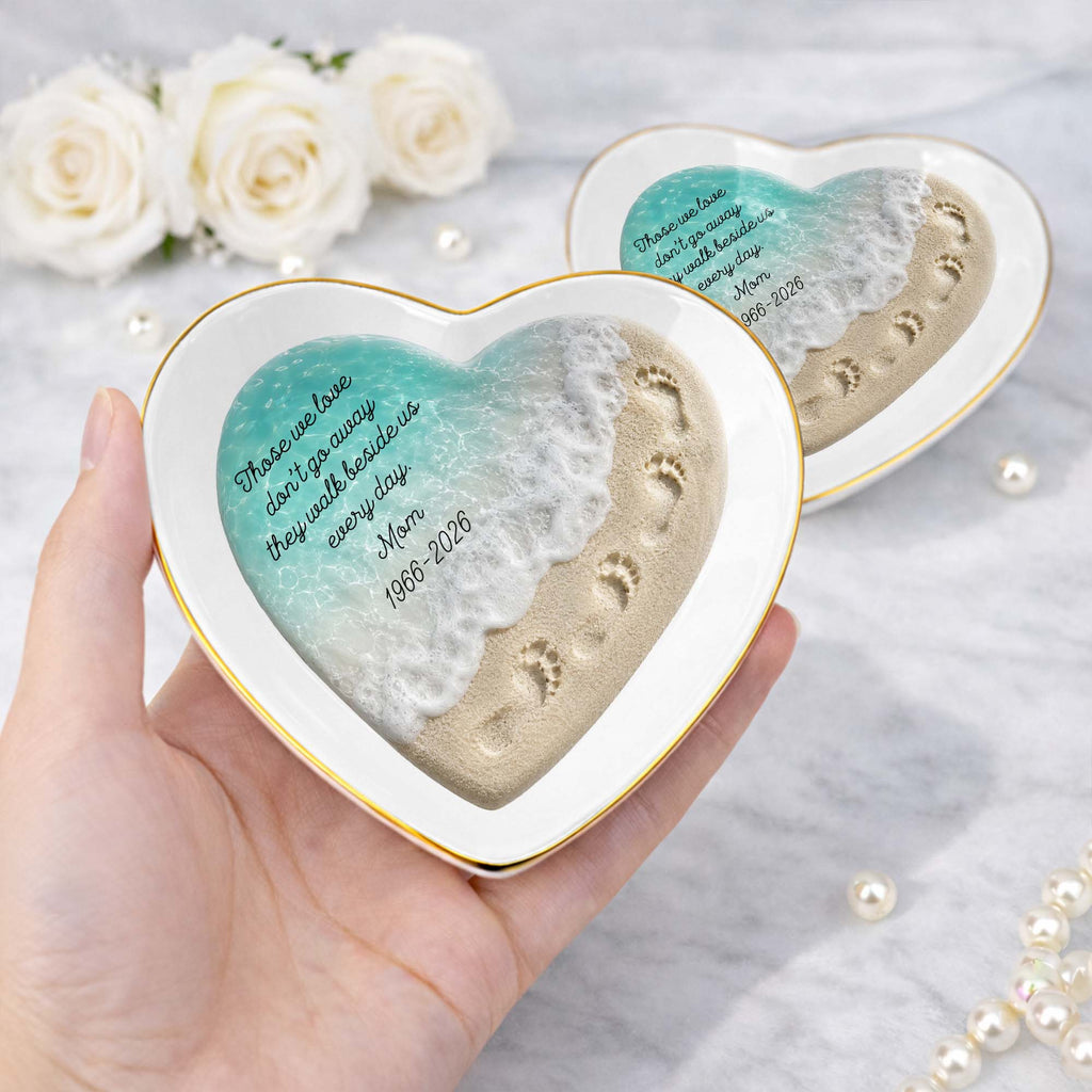 Personalized Heart Shaped Jewelry Dish Custom Name Gift for Memorial