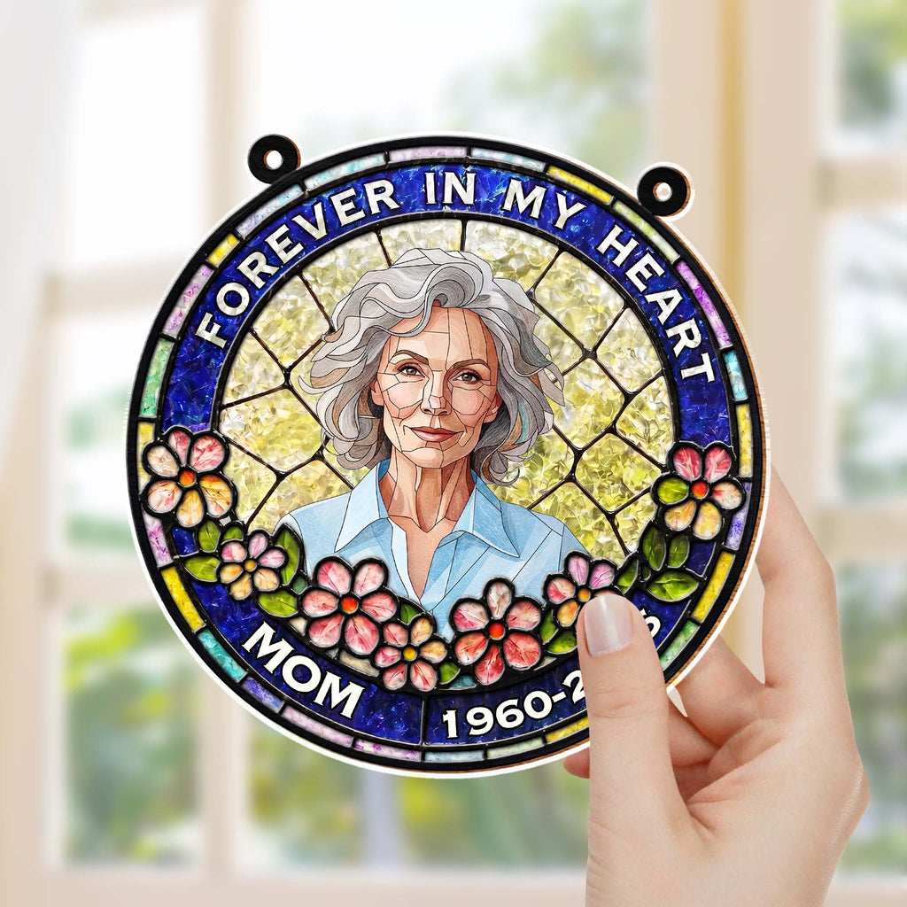 Personalized Memorial Suncatcher Portrait Gift for Mom