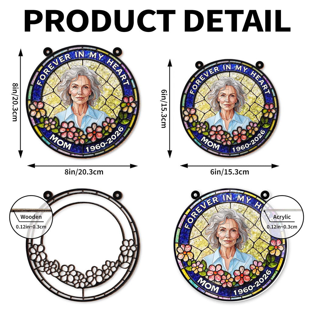 Personalized Memorial Suncatcher Portrait Gift for Mom