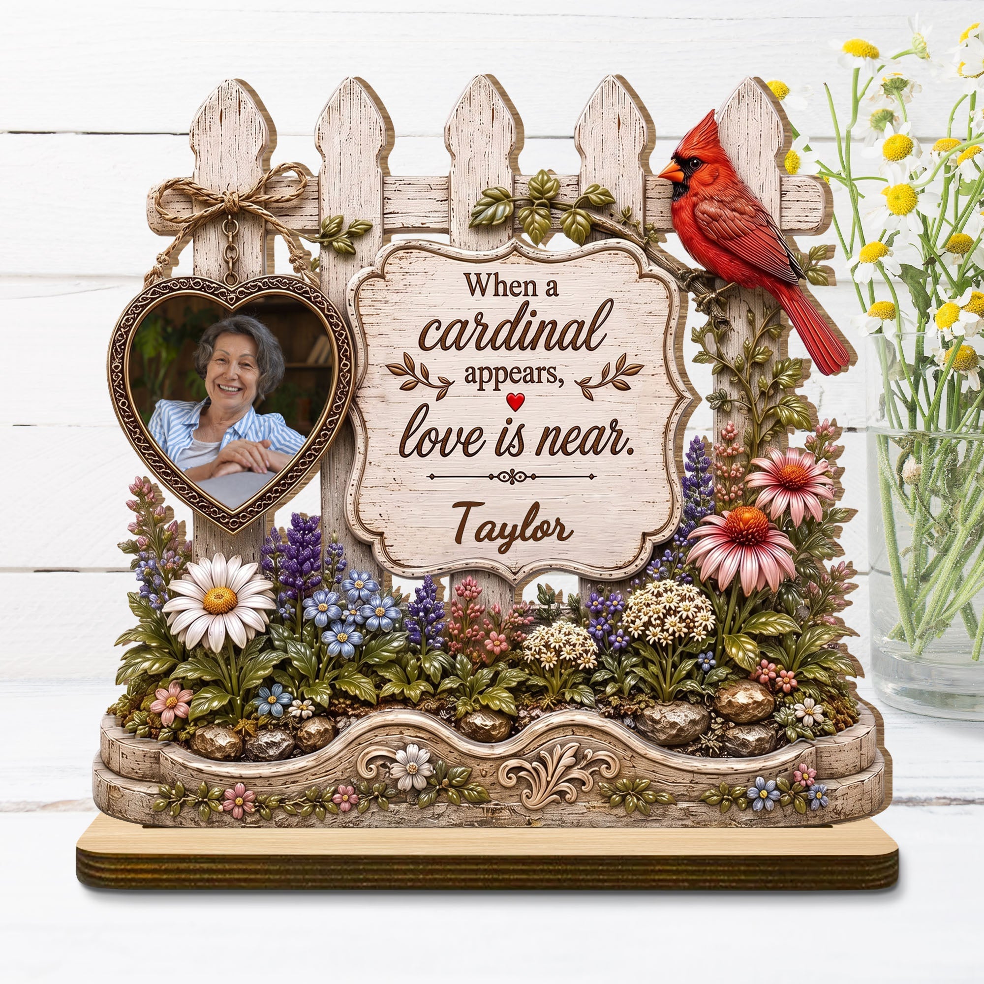 Personalized 2-Layer Wood Plaque Custom Name Cardinal Gift Wood Plaque GradoCreations