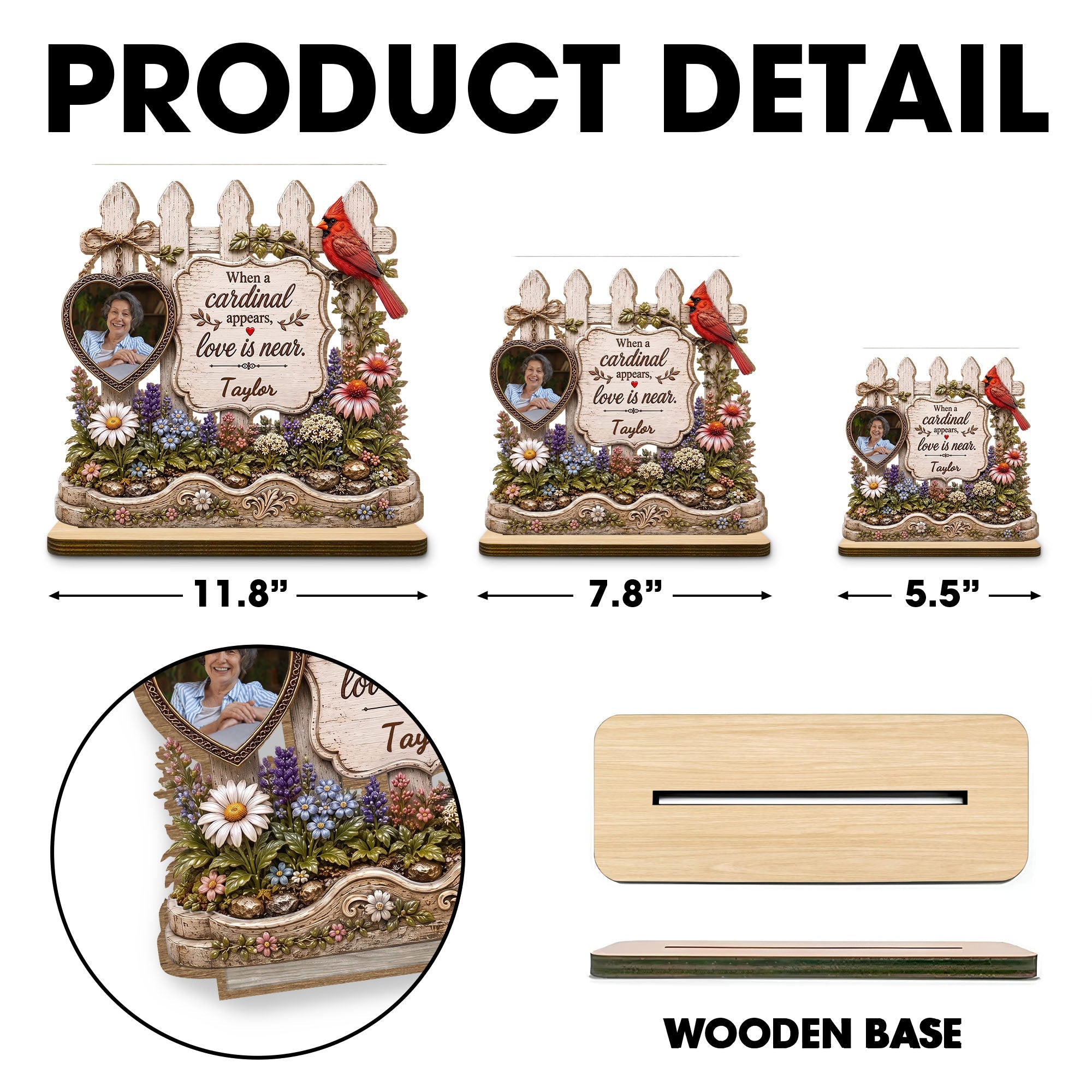 Personalized 2-Layer Wood Plaque Custom Name Cardinal Gift Wood Plaque GradoCreations